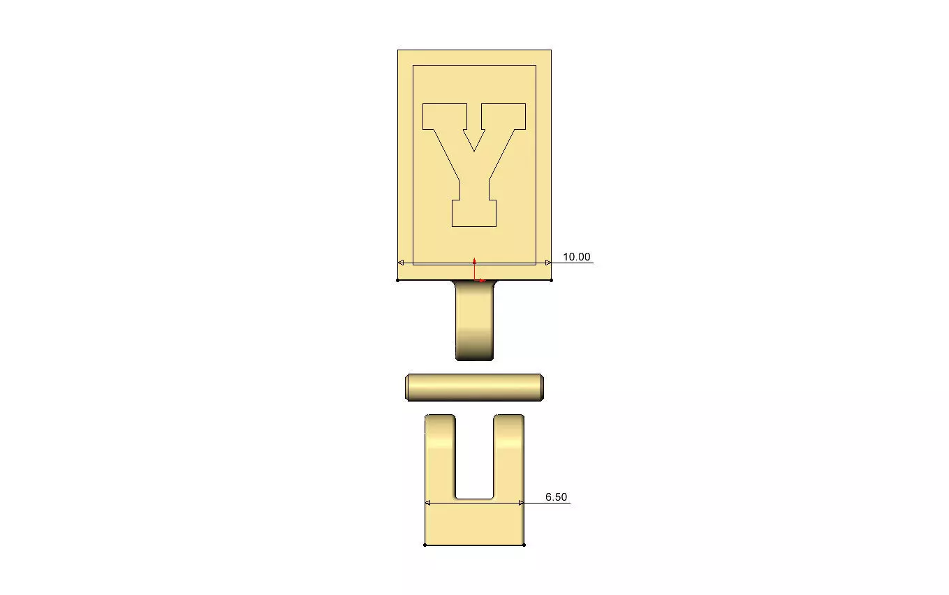 Y letter varsity font 12x10x10mm enamel bail link 3D print model_6