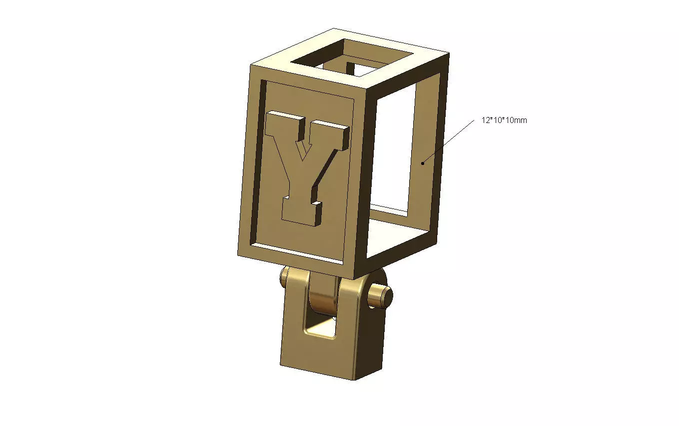 Y letter varsity font 12x10x10mm enamel bail link 3D print model_0