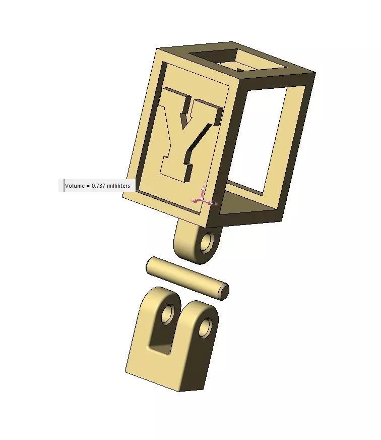 Y letter varsity font 12x10x10mm enamel bail link 3D print model_12