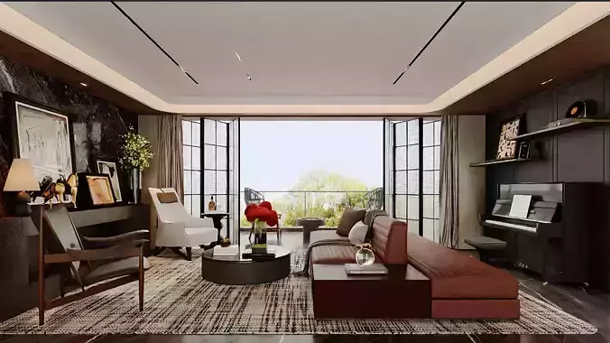 Modern Luxury-Like Living Room 3D model