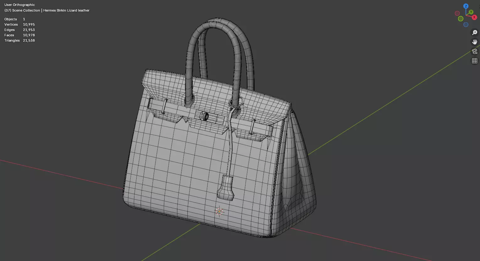 Hermes Birkin Lizard leather 3D Handbag Model Low-poly 3D model_4