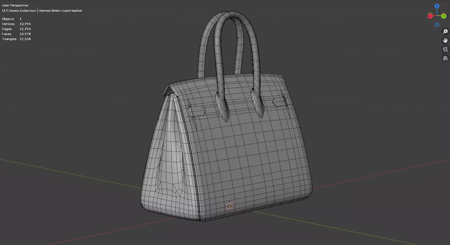 Hermes Birkin Lizard leather 3D Handbag Model Low-poly 3D model_5