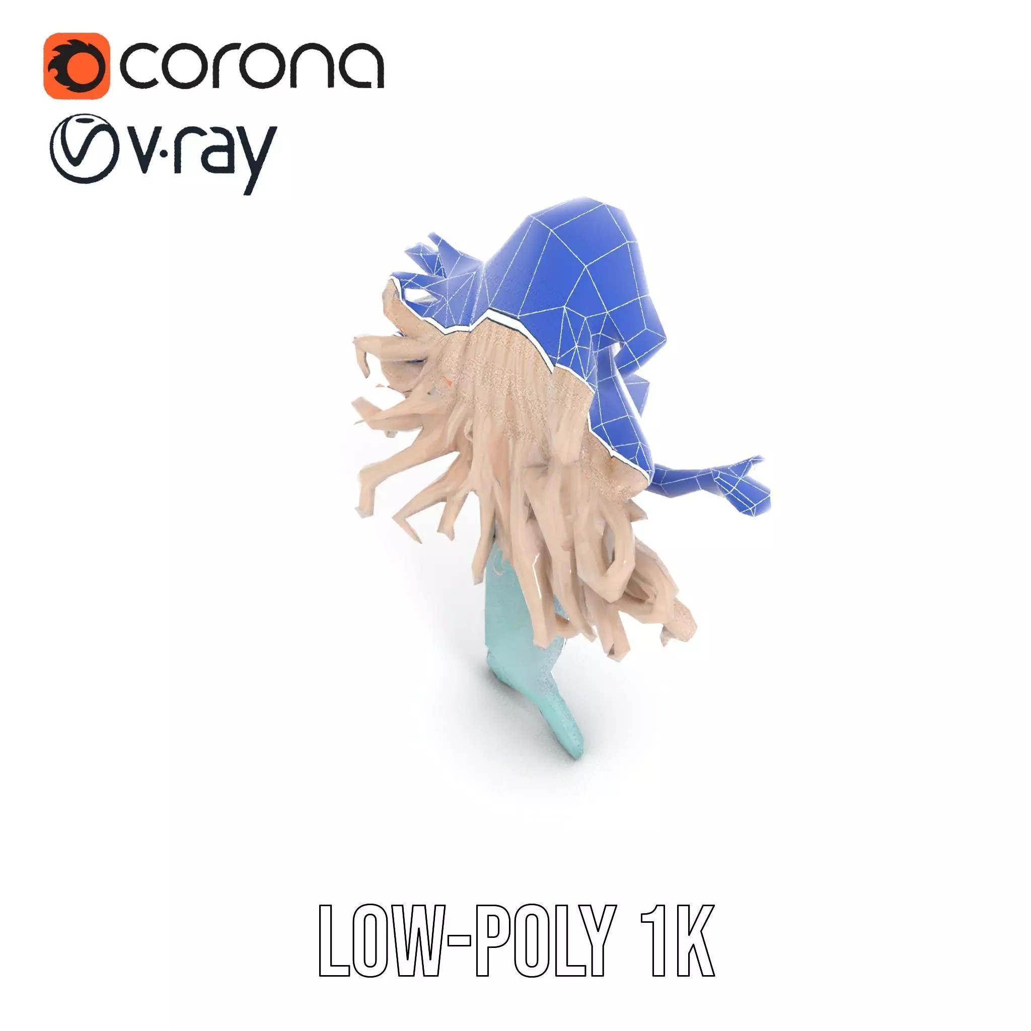 Elegant Mermaid Rigged and Animated Character Model Low-poly 3D model_28