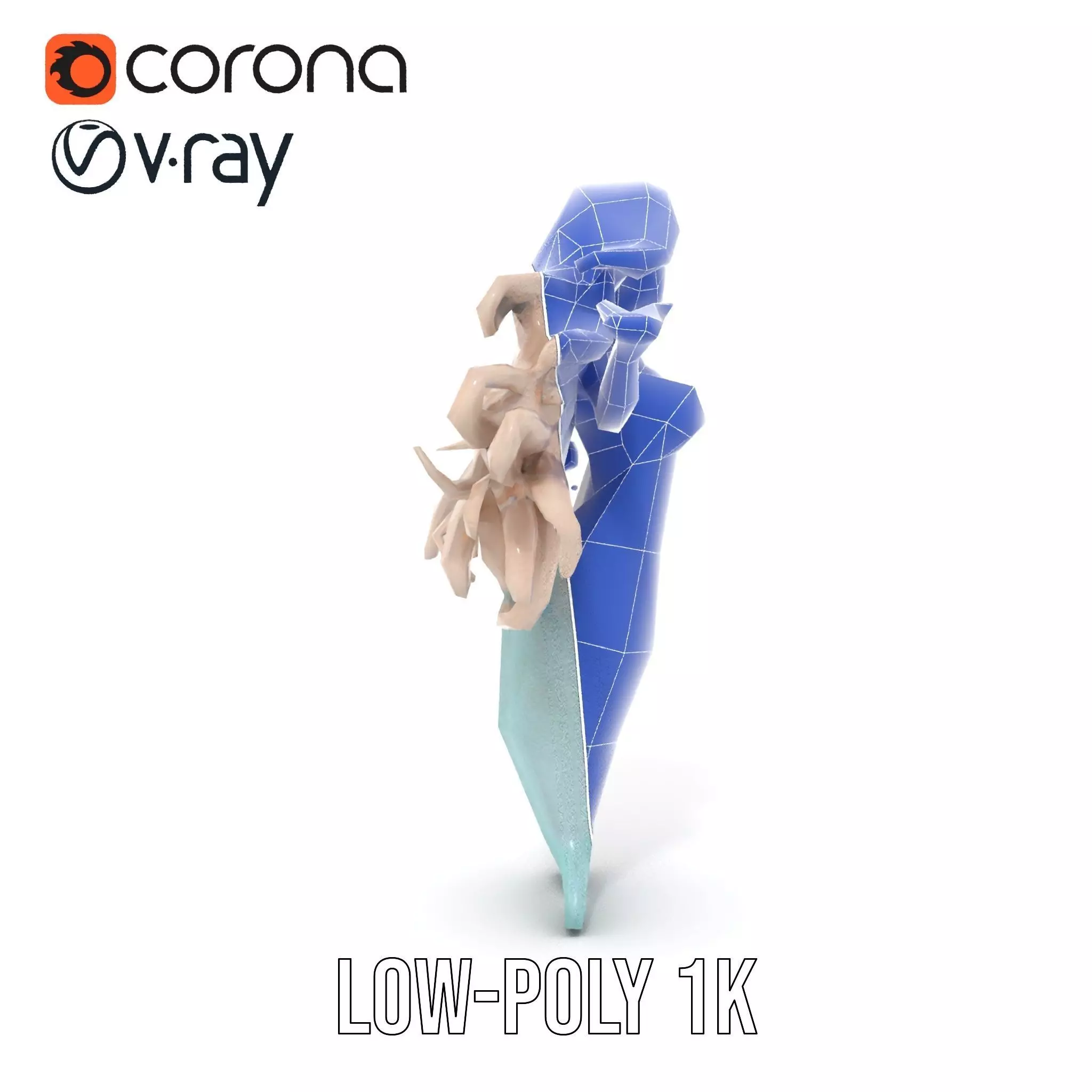 Elegant Mermaid Rigged and Animated Character Model Low-poly 3D model_31