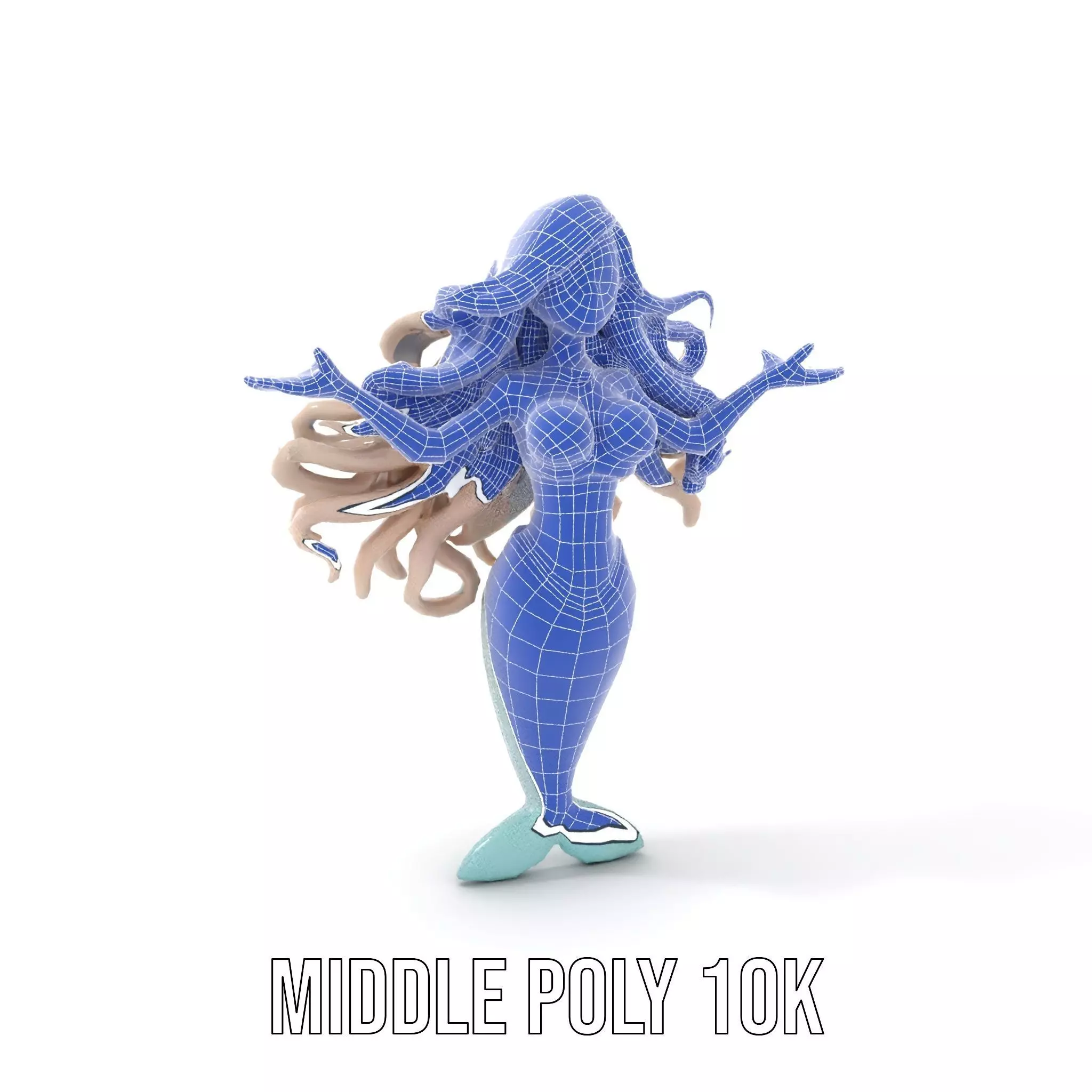 Elegant Mermaid Rigged and Animated Character Model Low-poly 3D model_30
