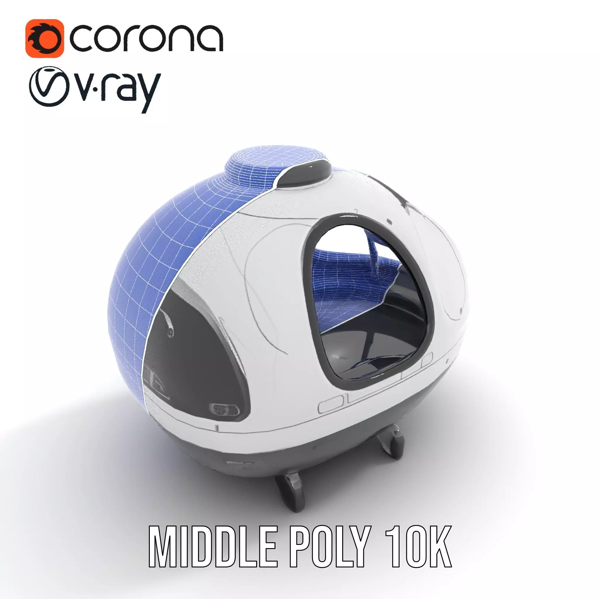 Futuristic Pod Vehicle Model Pack Low-poly 3D model_13