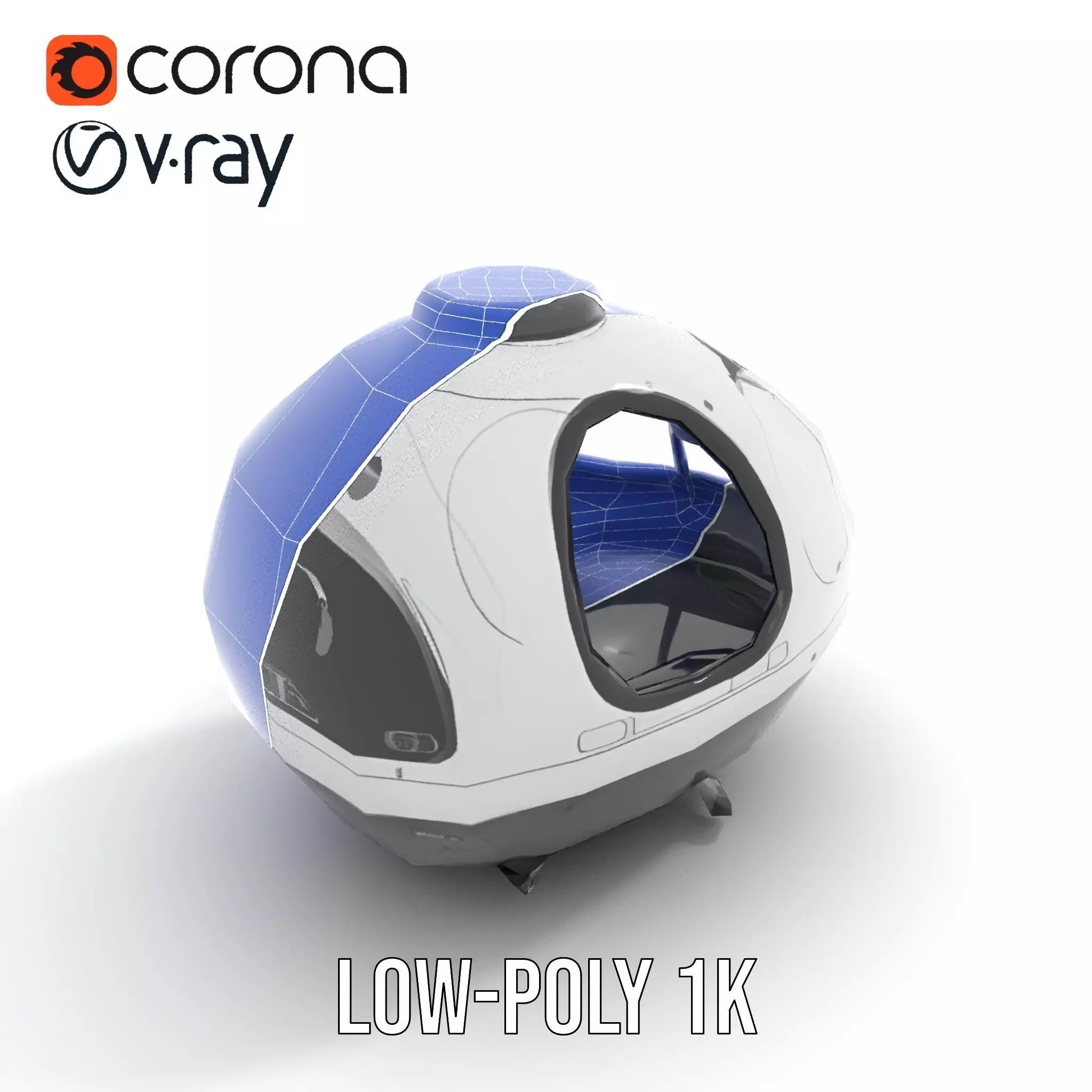 Futuristic Pod Vehicle Model Pack Low-poly 3D model_27