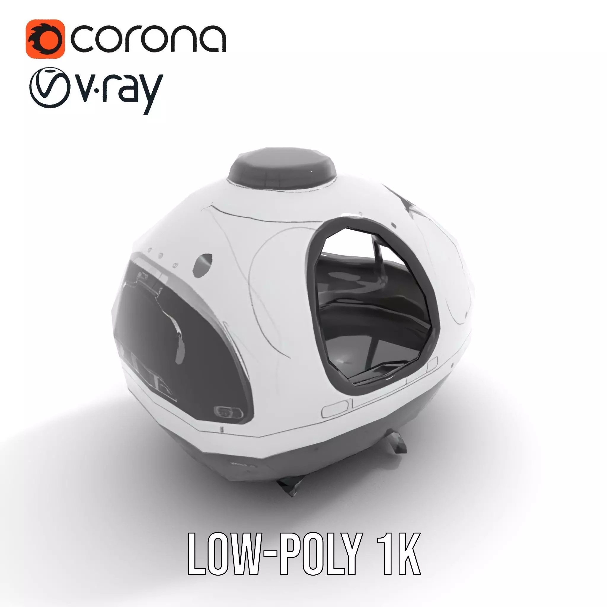 Futuristic Pod Vehicle Model Pack Low-poly 3D model_7