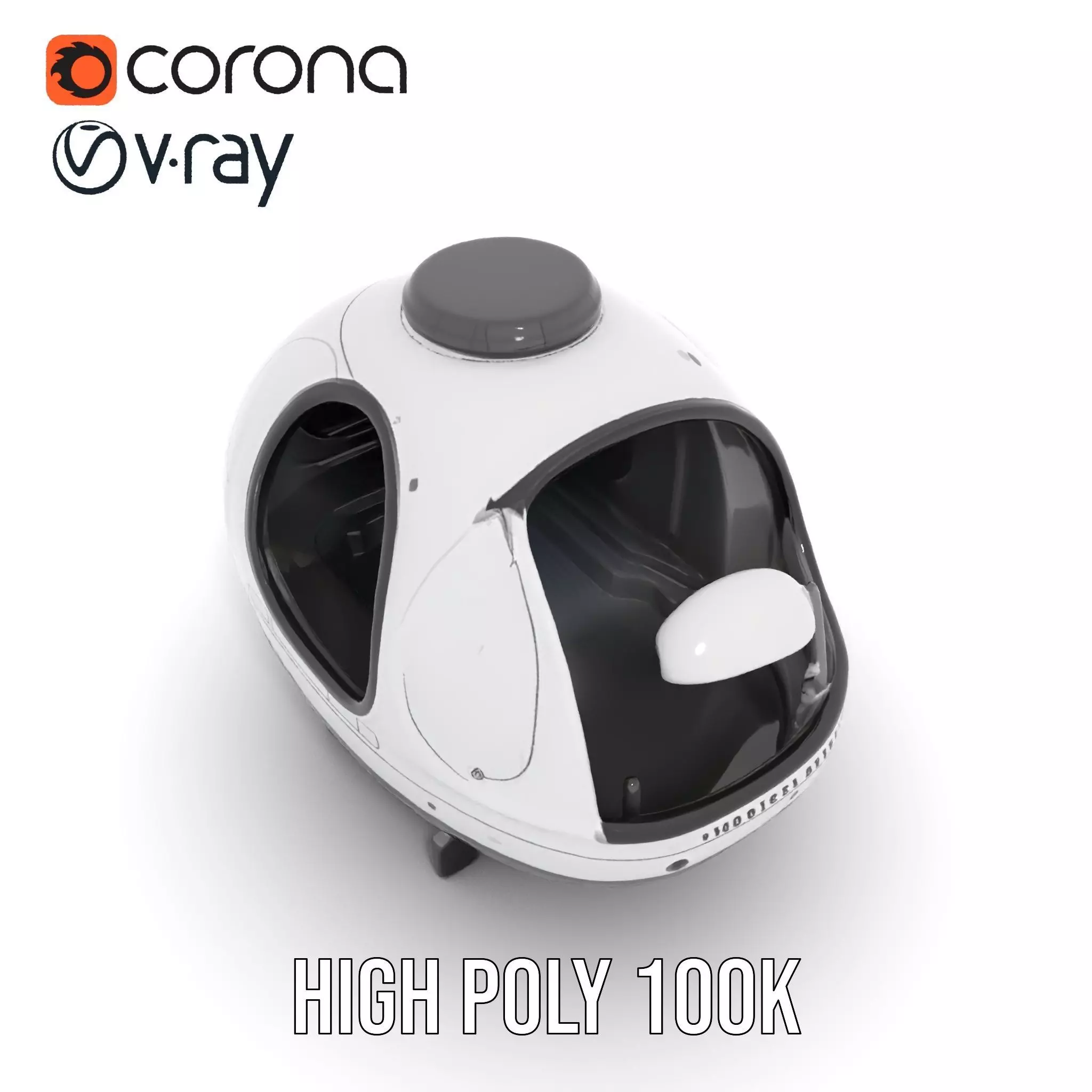 Futuristic Pod Vehicle Model Pack Low-poly 3D model_15