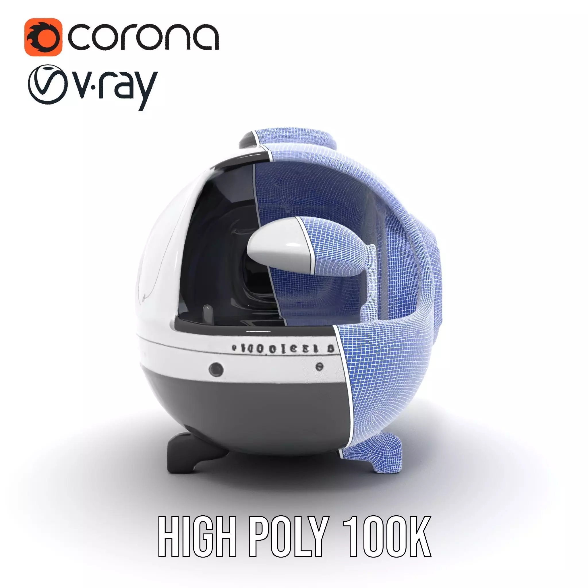 Futuristic Pod Vehicle Model Pack Low-poly 3D model_33