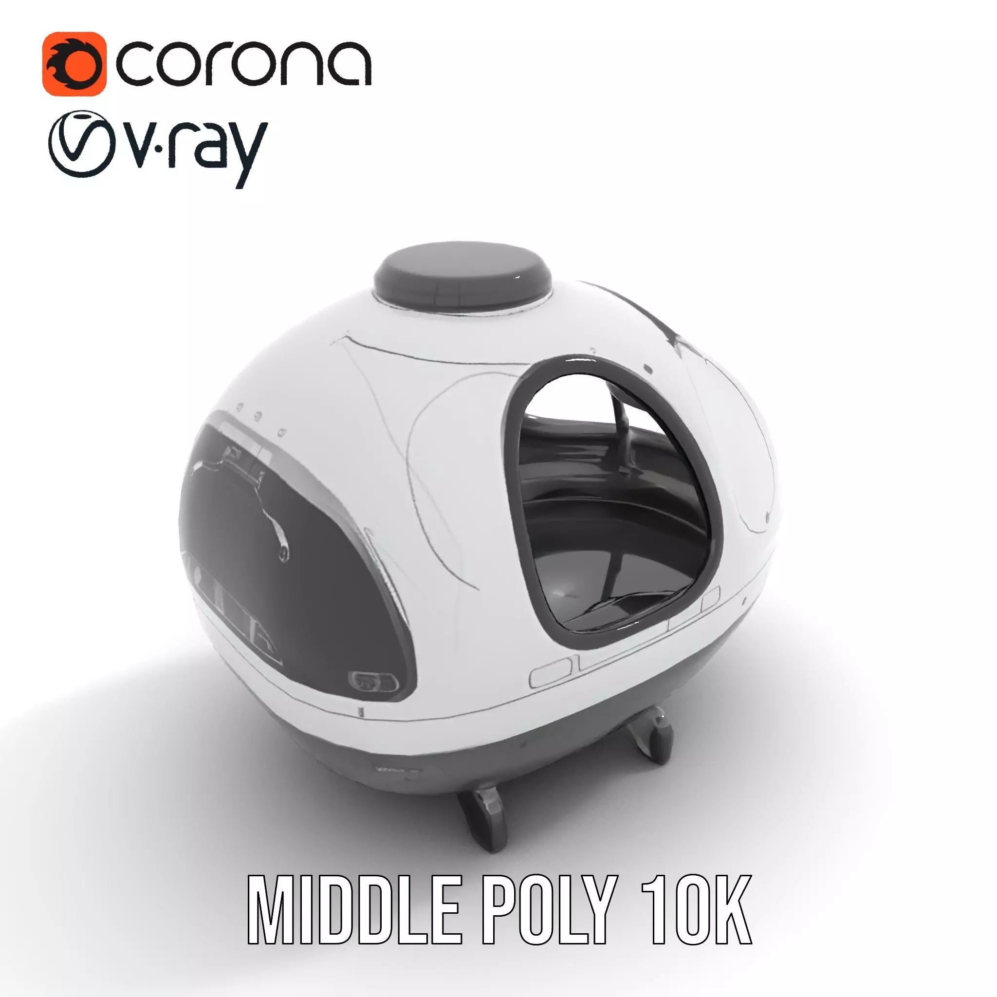 Futuristic Pod Vehicle Model Pack Low-poly 3D model_18