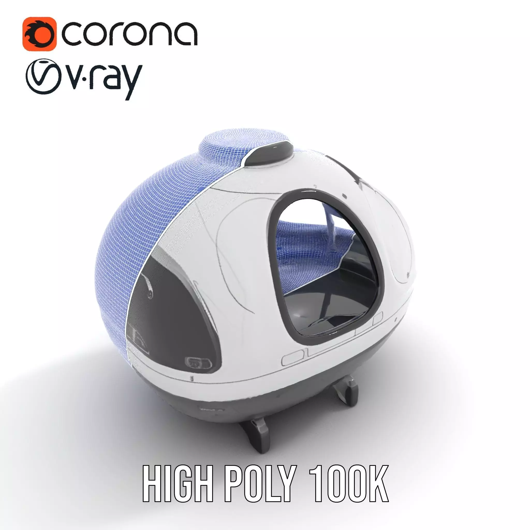 Futuristic Pod Vehicle Model Pack Low-poly 3D model_34