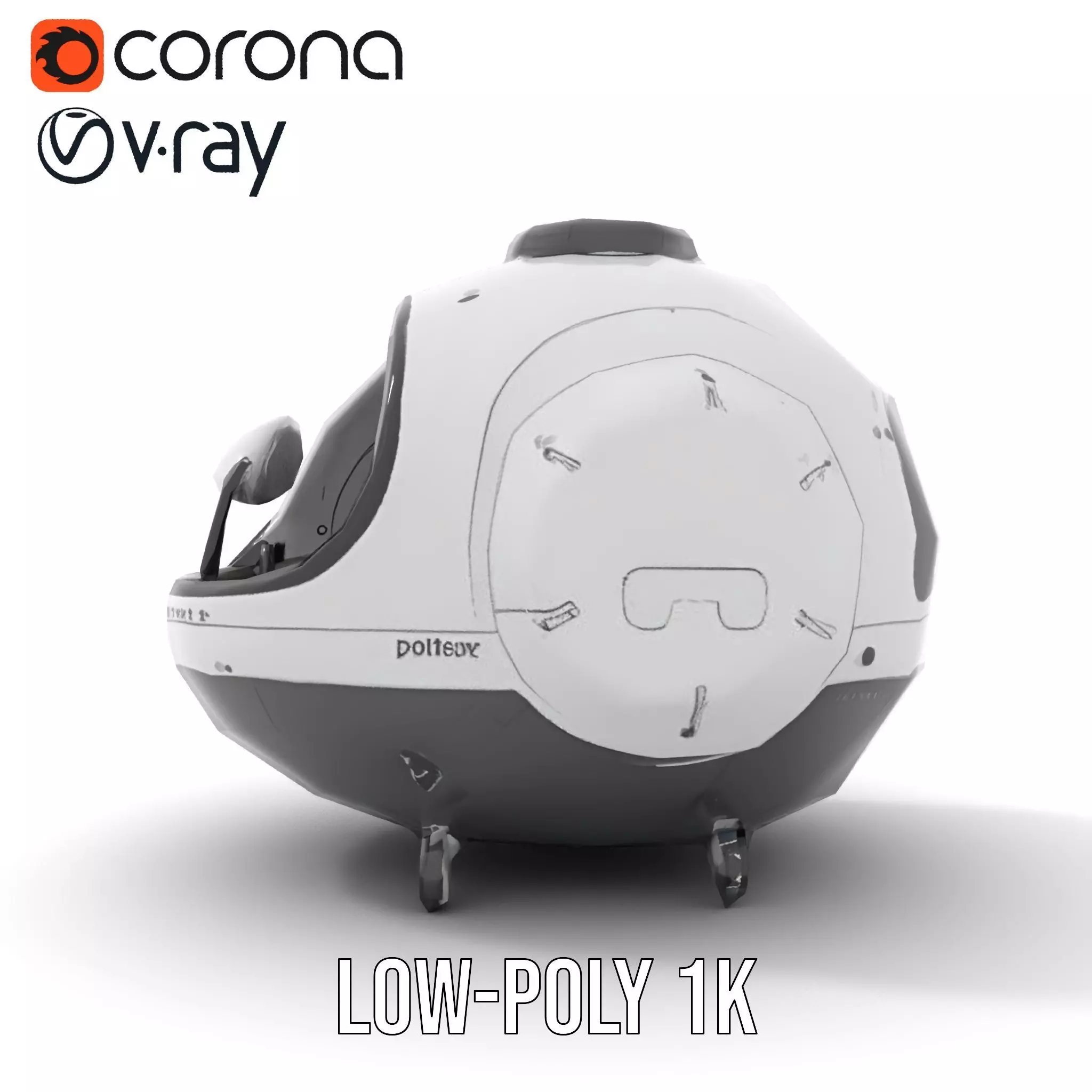 Futuristic Pod Vehicle Model Pack Low-poly 3D model_12