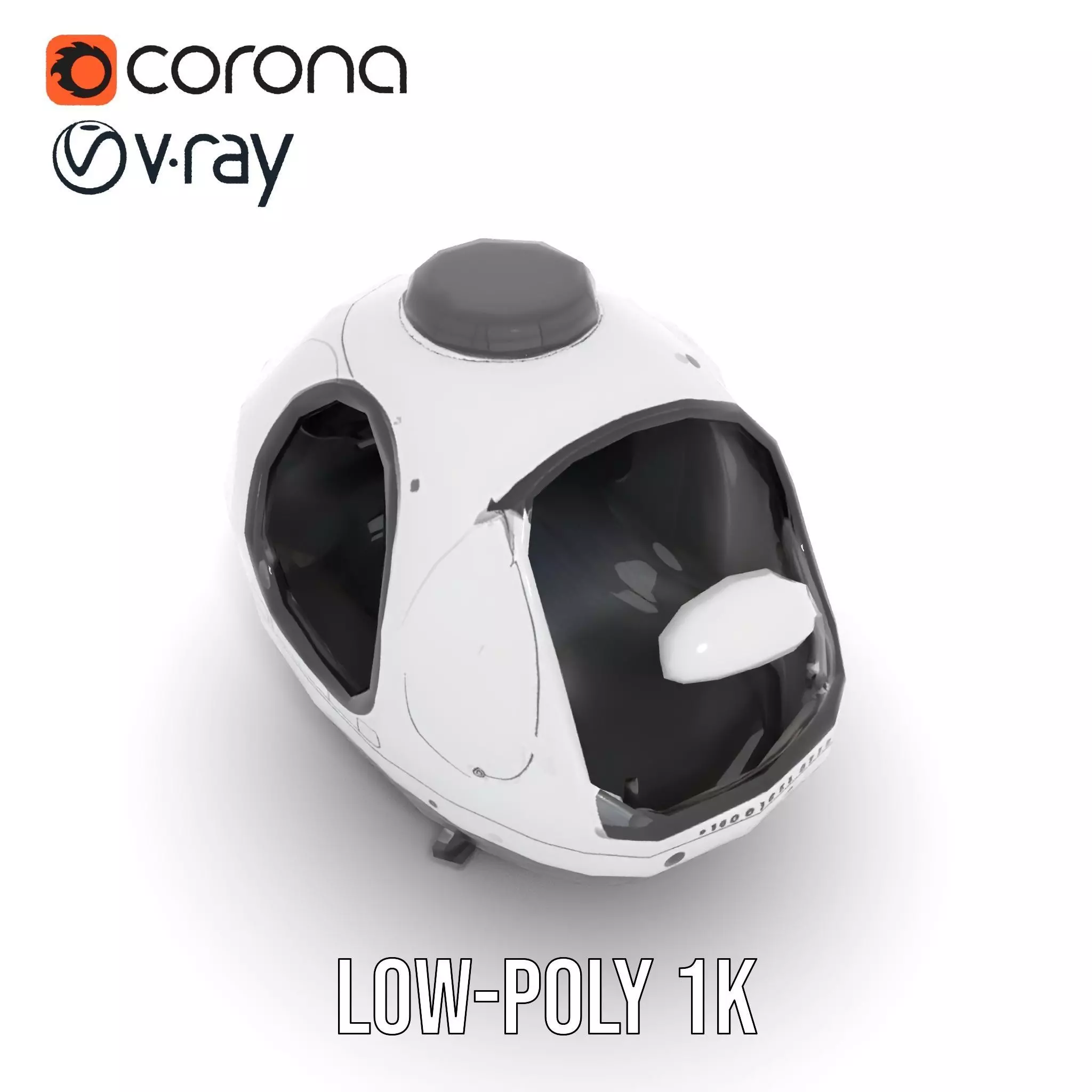 Futuristic Pod Vehicle Model Pack Low-poly 3D model_9