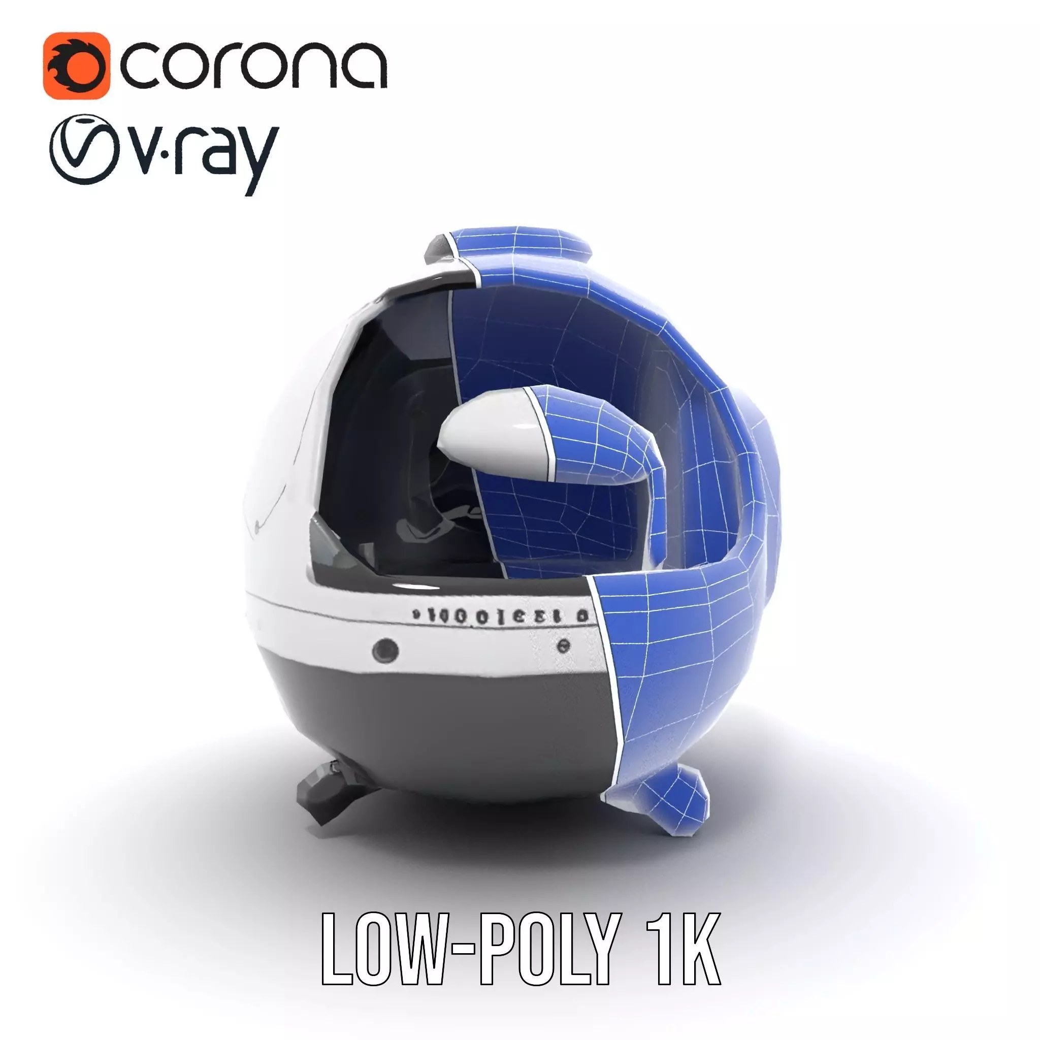 Futuristic Pod Vehicle Model Pack Low-poly 3D model_25