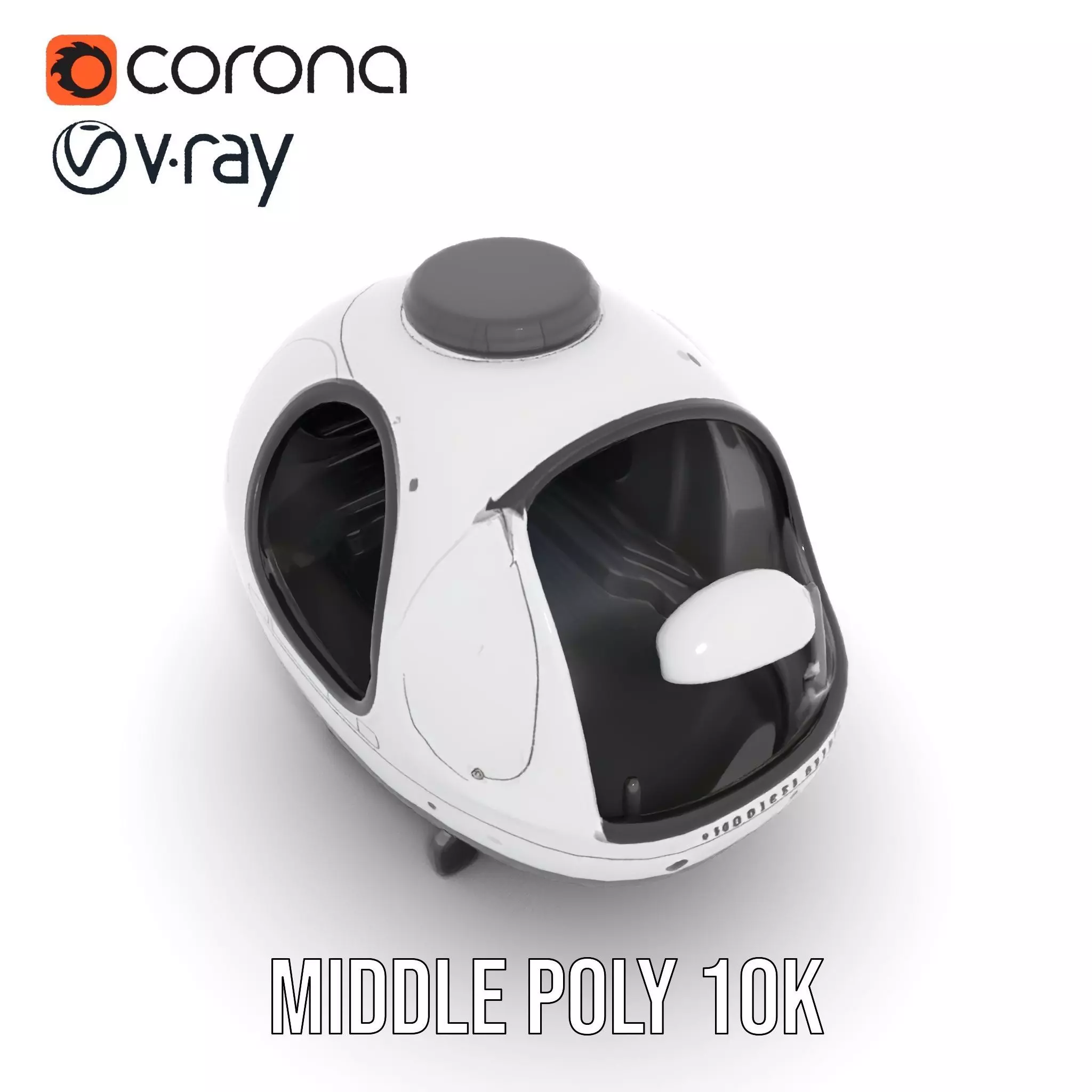 Futuristic Pod Vehicle Model Pack Low-poly 3D model_6