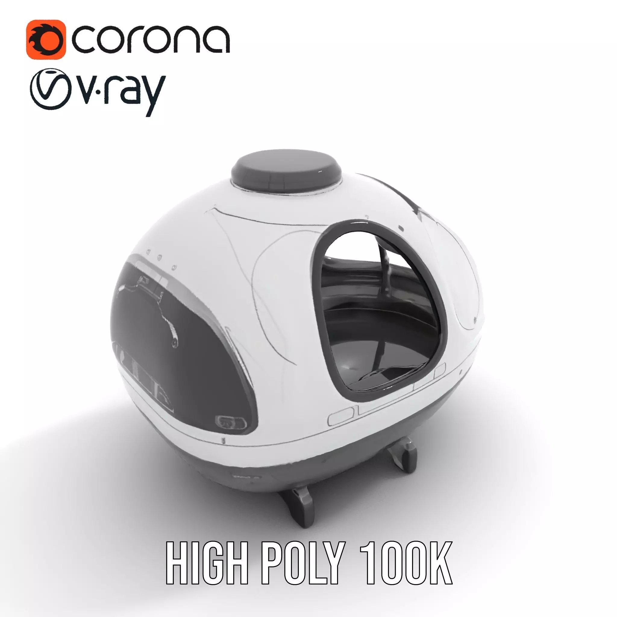 Futuristic Pod Vehicle Model Pack Low-poly 3D model_20