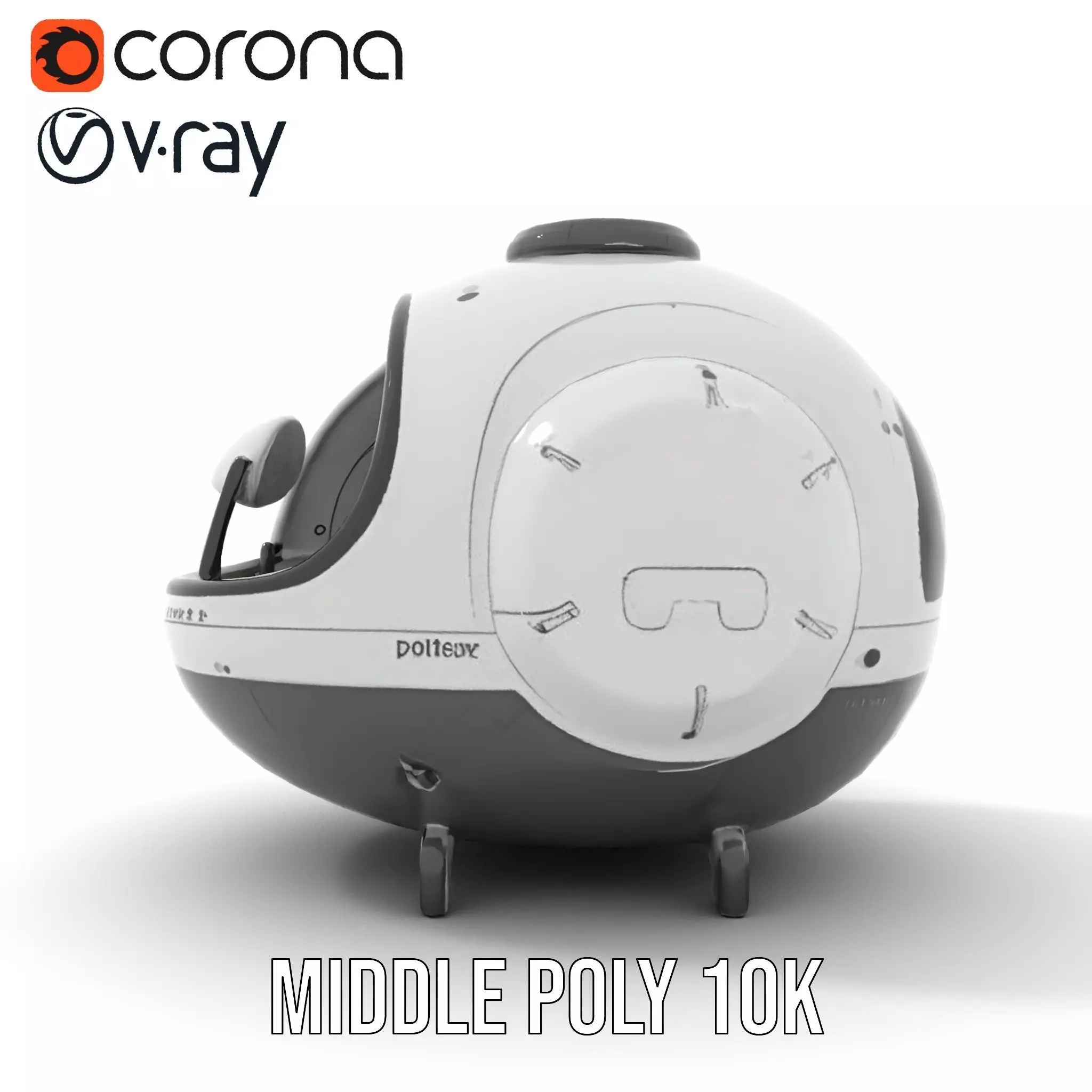 Futuristic Pod Vehicle Model Pack Low-poly 3D model_5