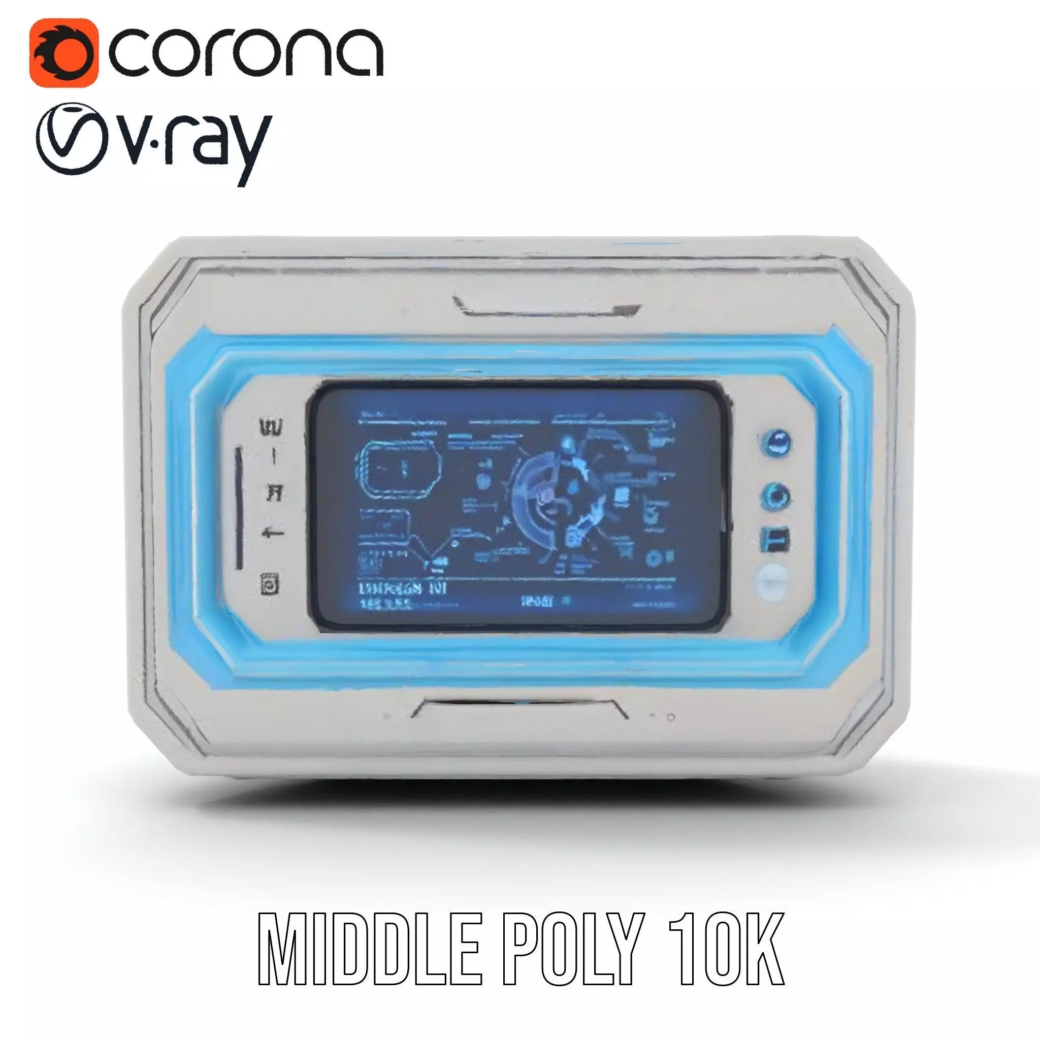 Futuristic Control Panel Model Pack with LED Display Low-poly 3D model_7