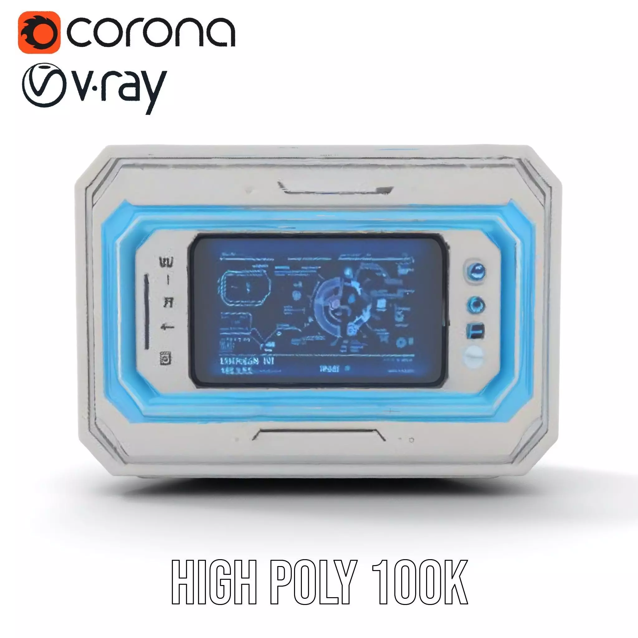 Futuristic Control Panel Model Pack with LED Display Low-poly 3D model_10