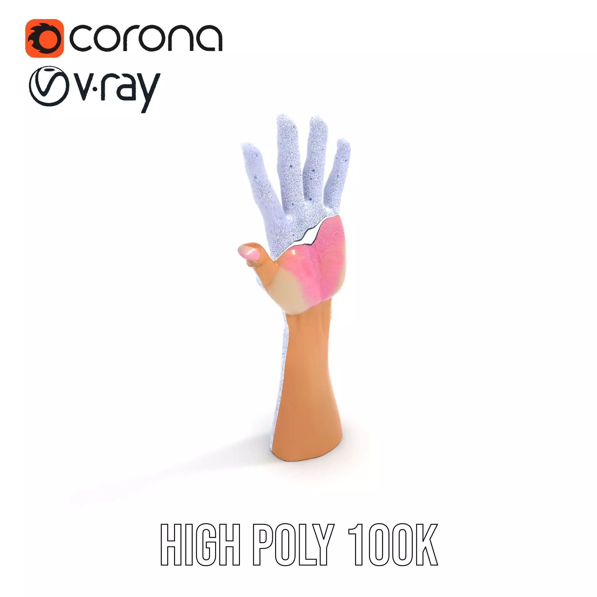 Realistic Hand Model Pack with Textured Skin Low-poly 3D model_18