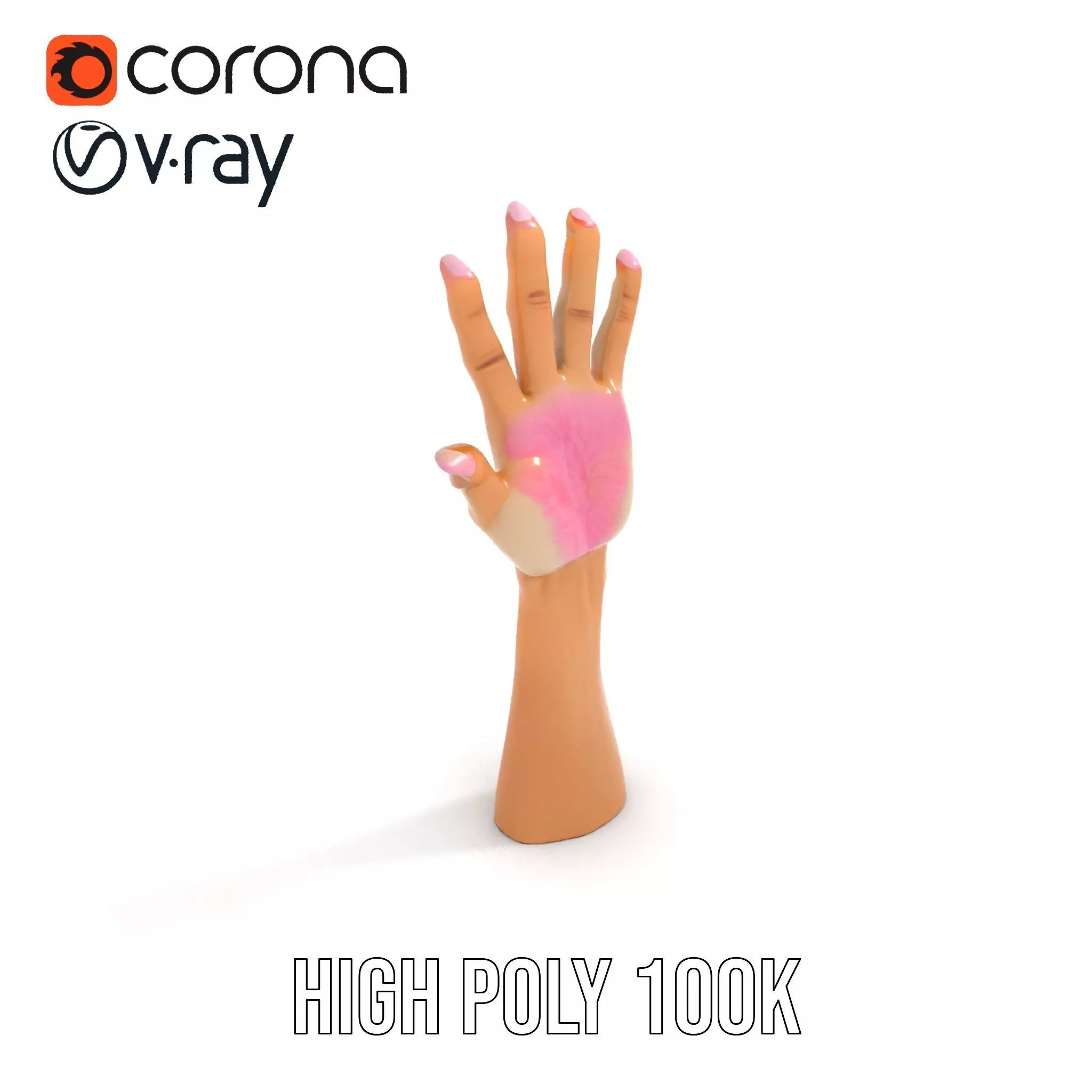 Realistic Hand Model Pack with Textured Skin Low-poly 3D model_32