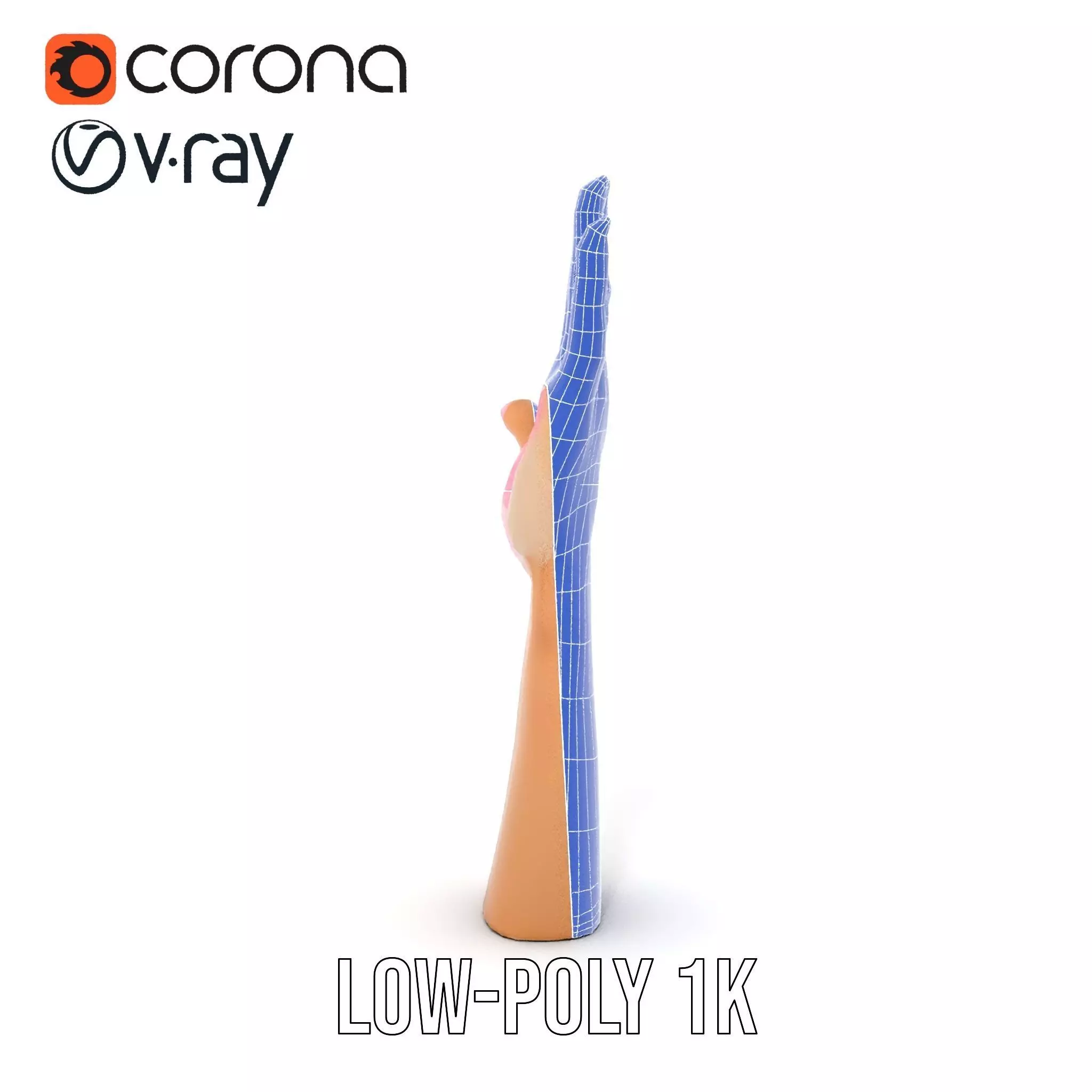 Realistic Hand Model Pack with Textured Skin Low-poly 3D model_31