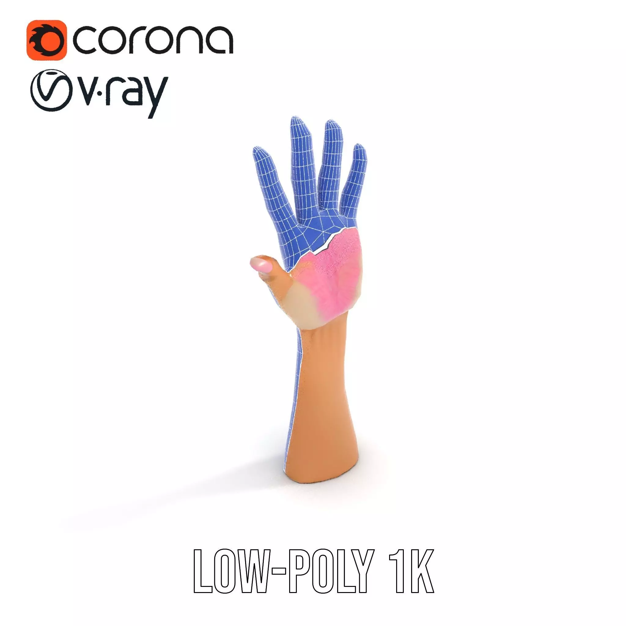 Realistic Hand Model Pack with Textured Skin Low-poly 3D model_26