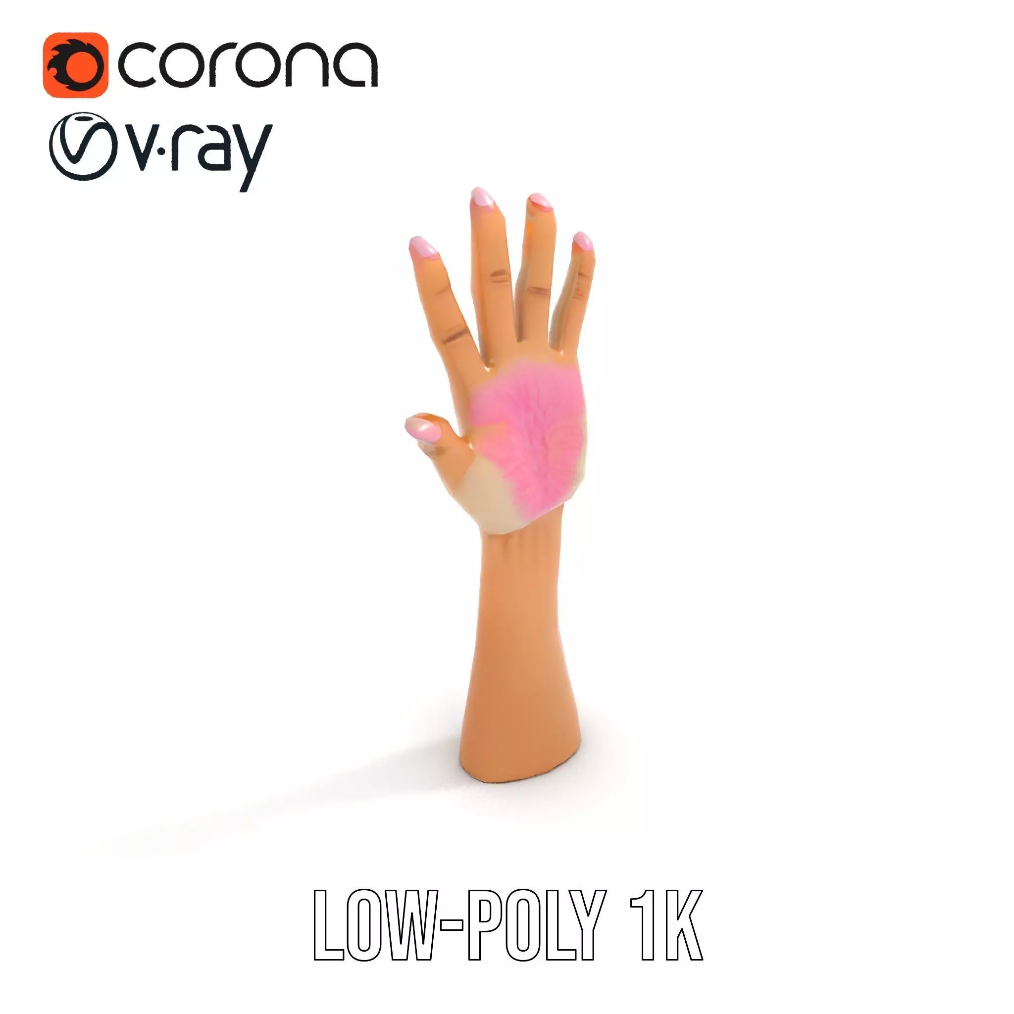 Realistic Hand Model Pack with Textured Skin Low-poly 3D model_17