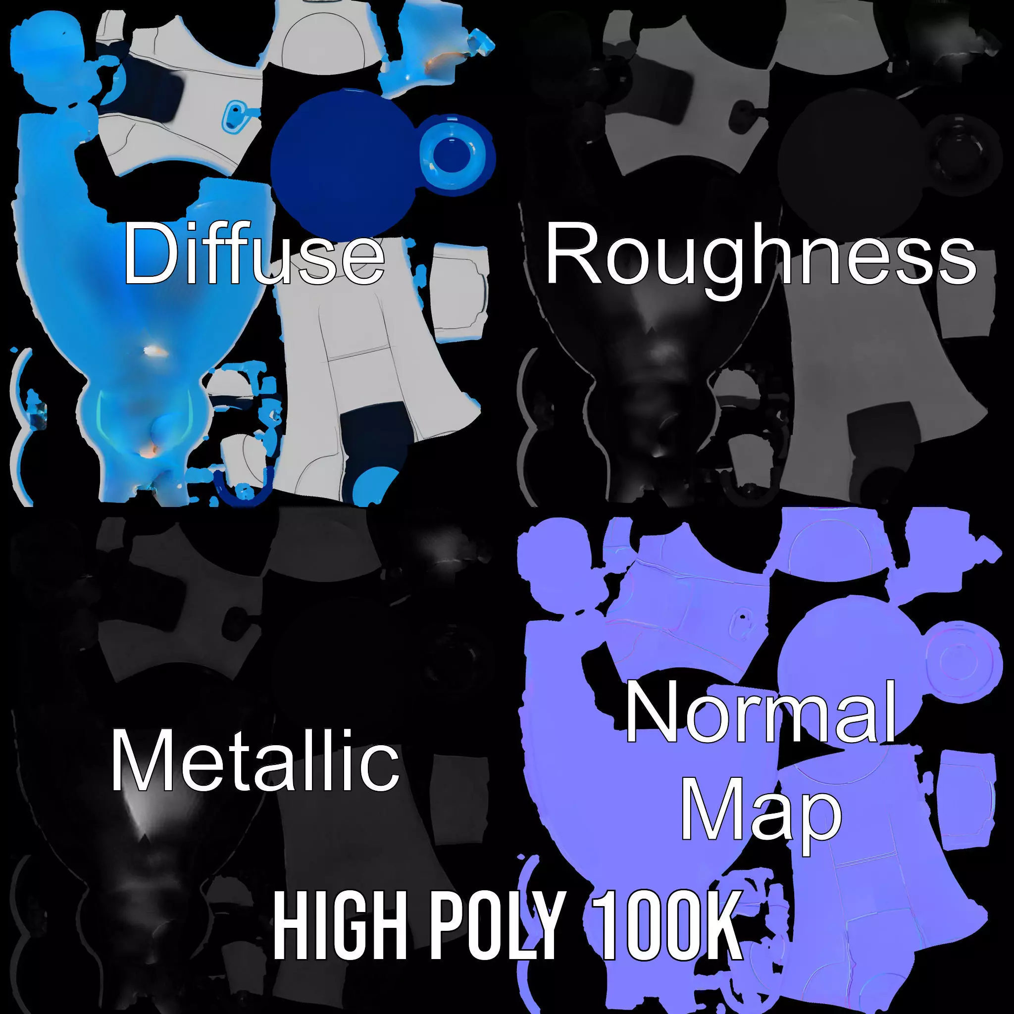 Futuristic Sphere Robot Model Pack Low-poly 3D model_4