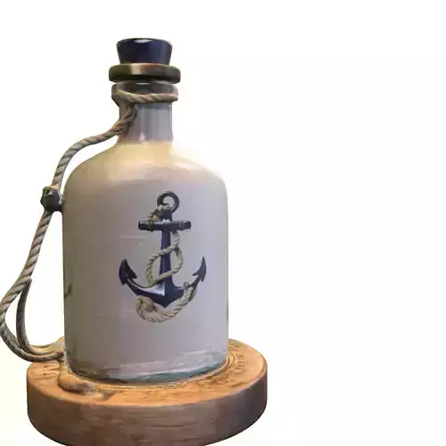 Nautical Glass Bottle with Rope Base and Anchor