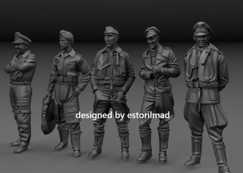 WW2 PACK OF 5 GERMAN LUFTWAFFE PILOTS BATTLE OF ENGLAND 3D print model_1