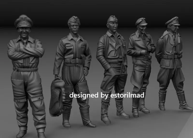 WW2 PACK OF 5 GERMAN LUFTWAFFE PILOTS BATTLE OF ENGLAND 3D print model_2
