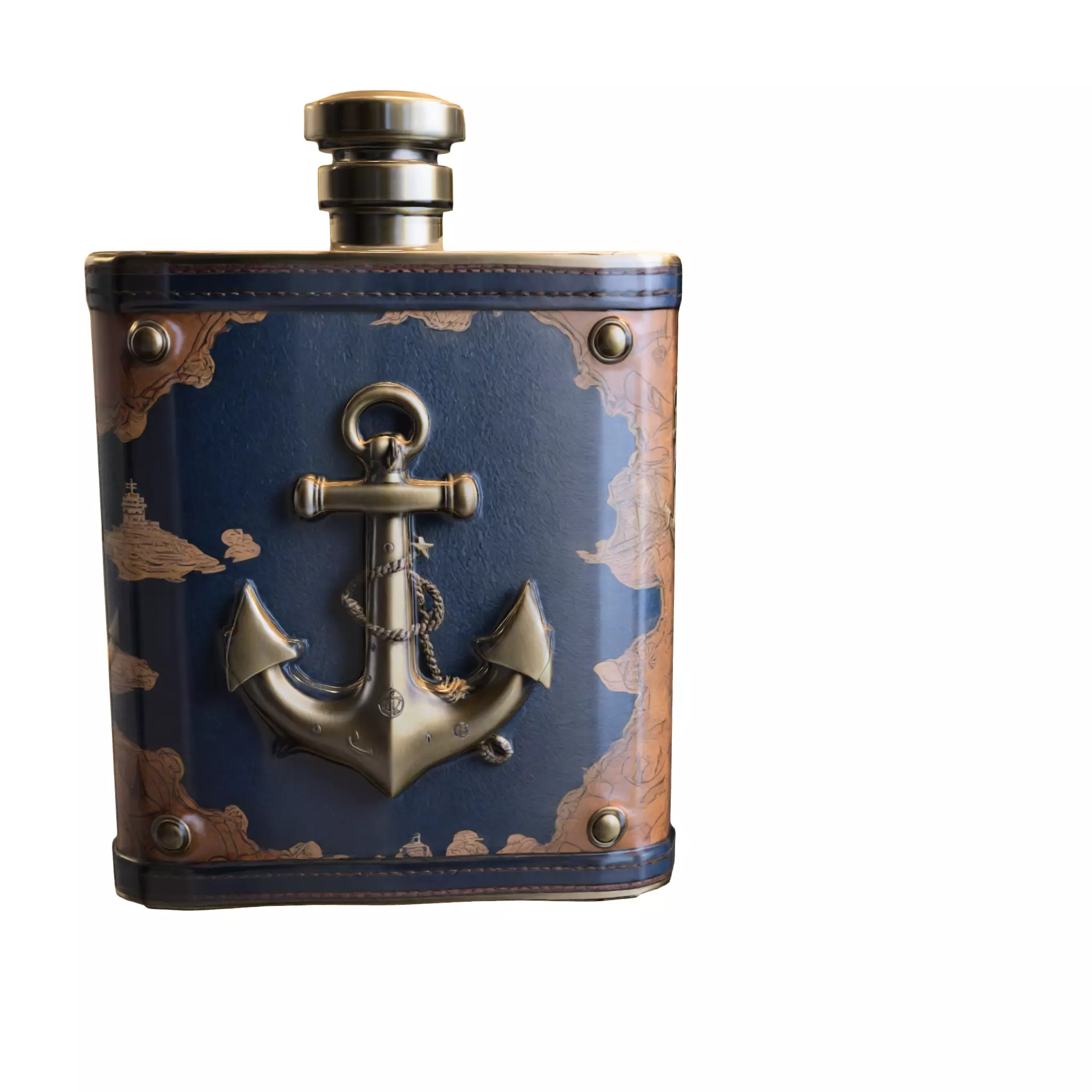 Nautical Flask Low-poly 3D model_1