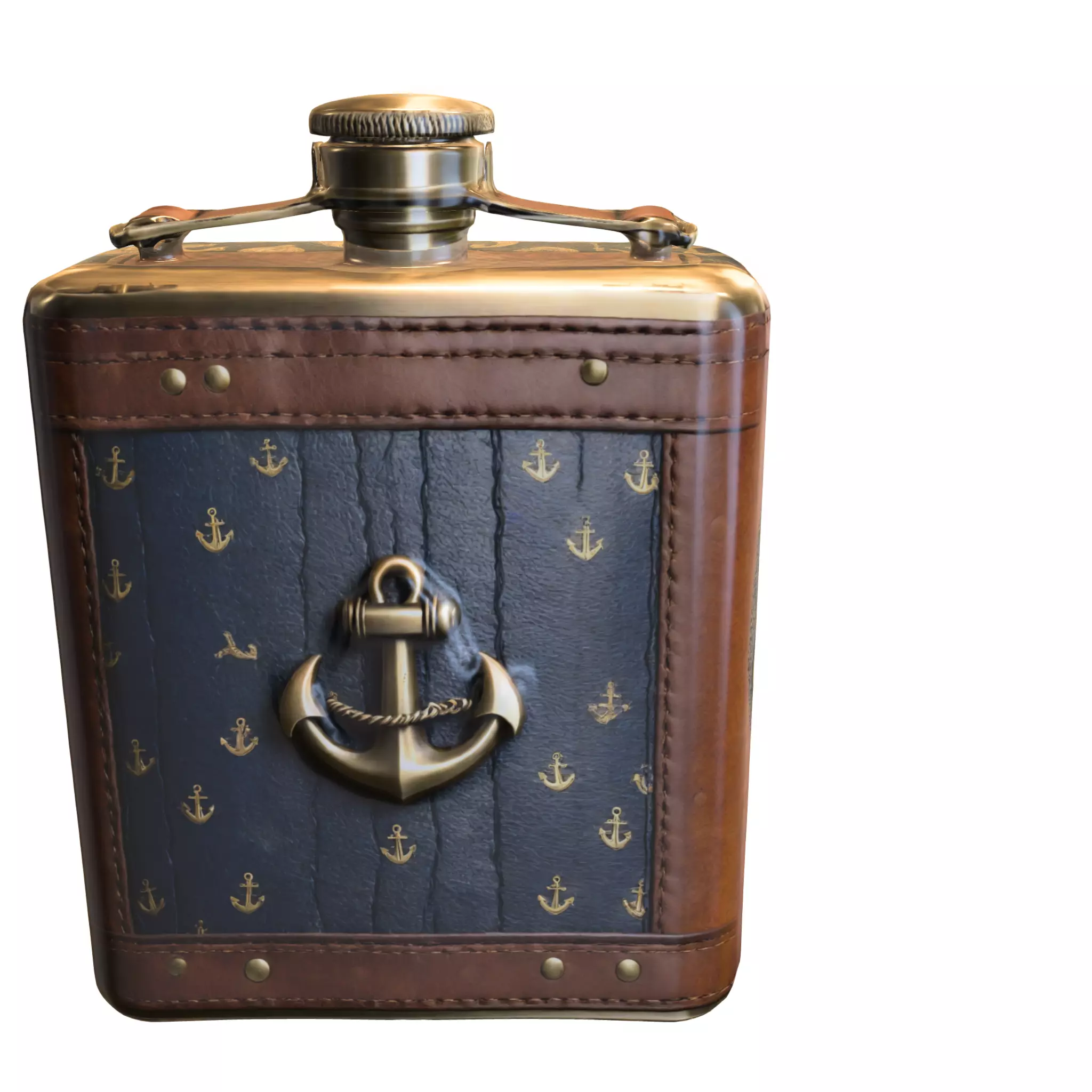 Nautical Themed Flask Low-poly 3D model_4
