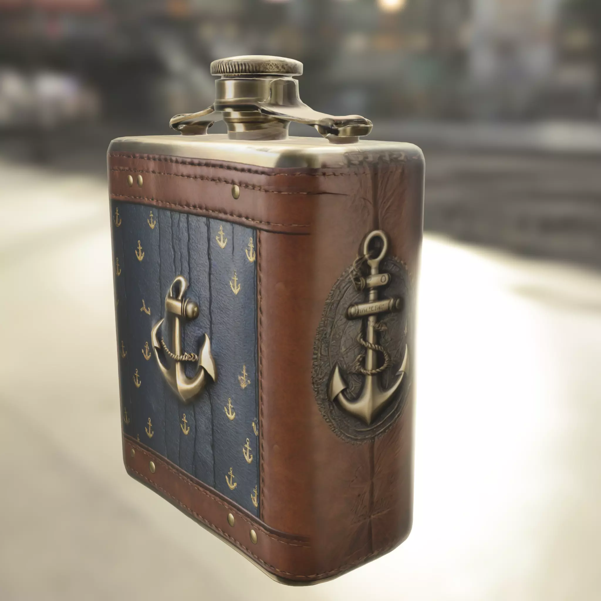 Nautical Themed Flask Low-poly 3D model_1