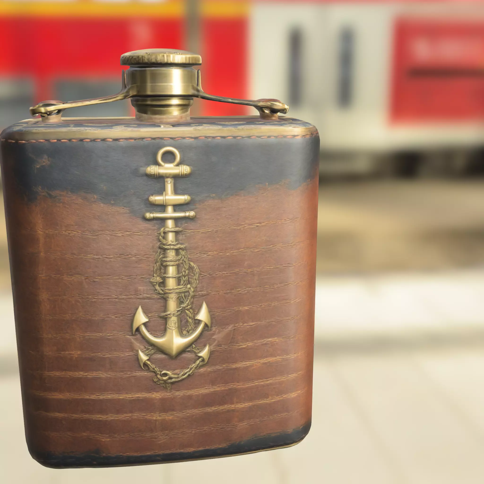 Nautical Themed Flask Low-poly 3D model_3
