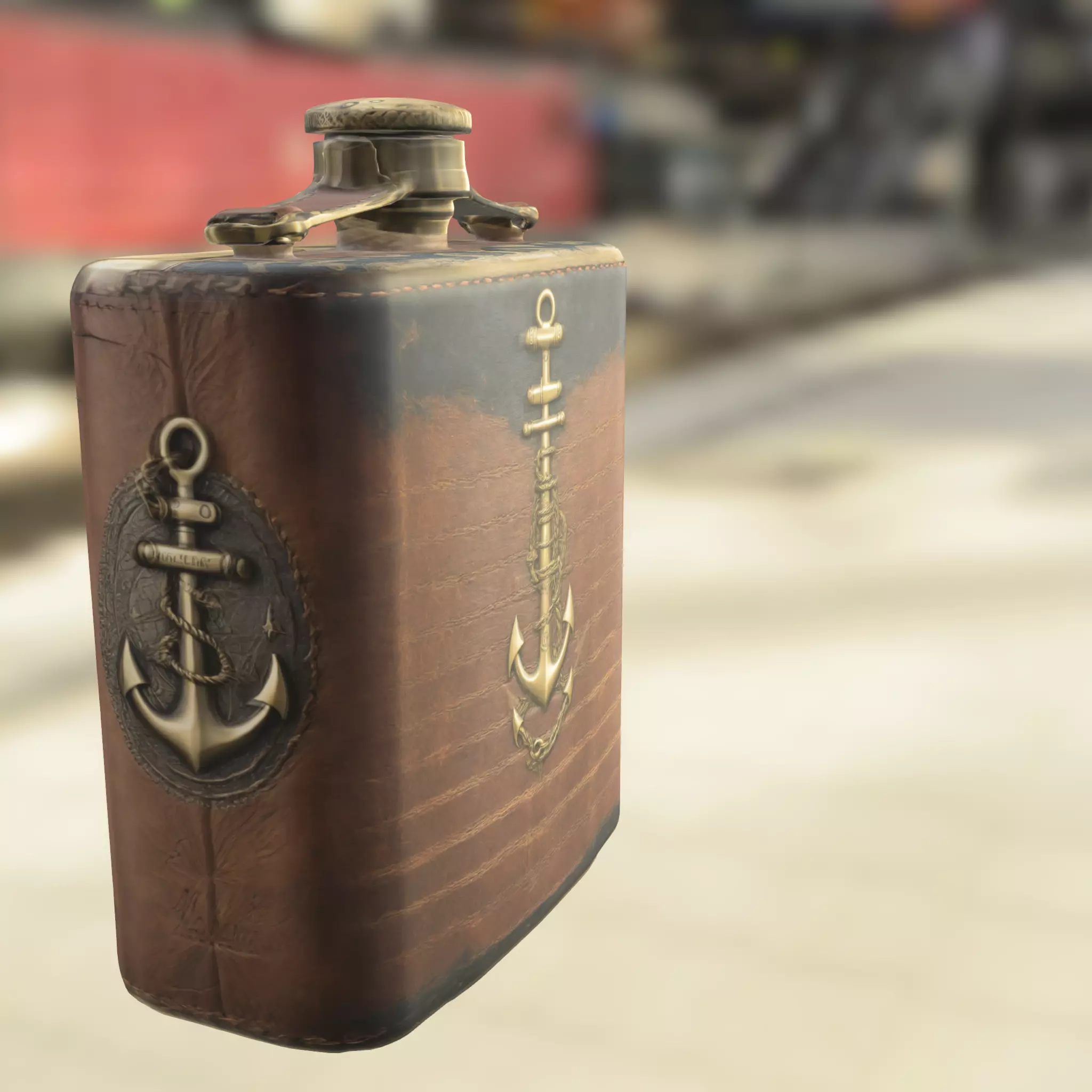Nautical Themed Flask Low-poly 3D model_2