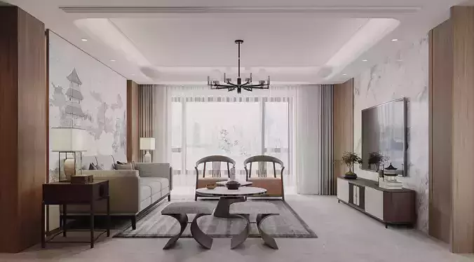 chinese living room dining room interior scenes 13