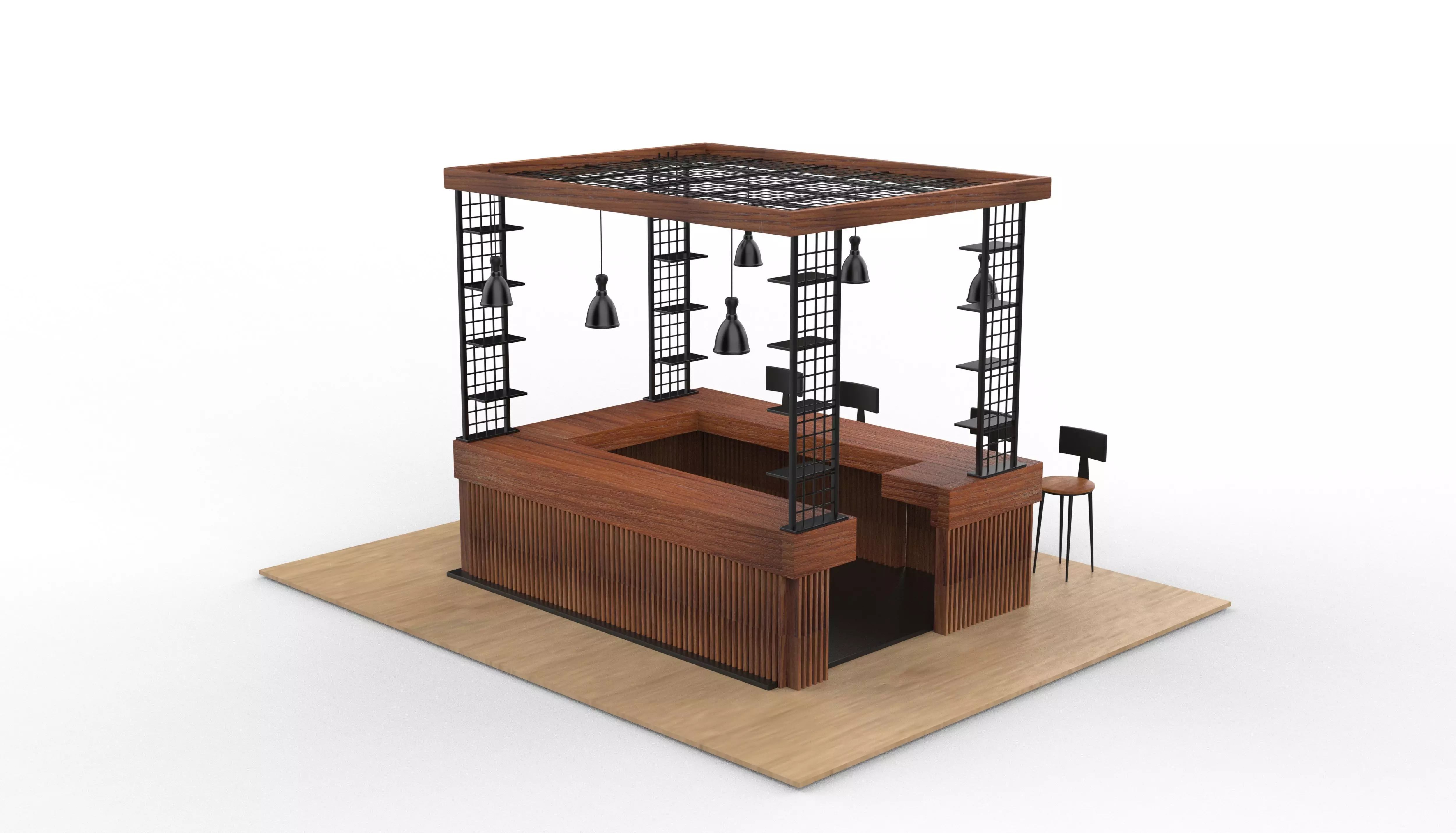 Unique Kiosk 3D model_6