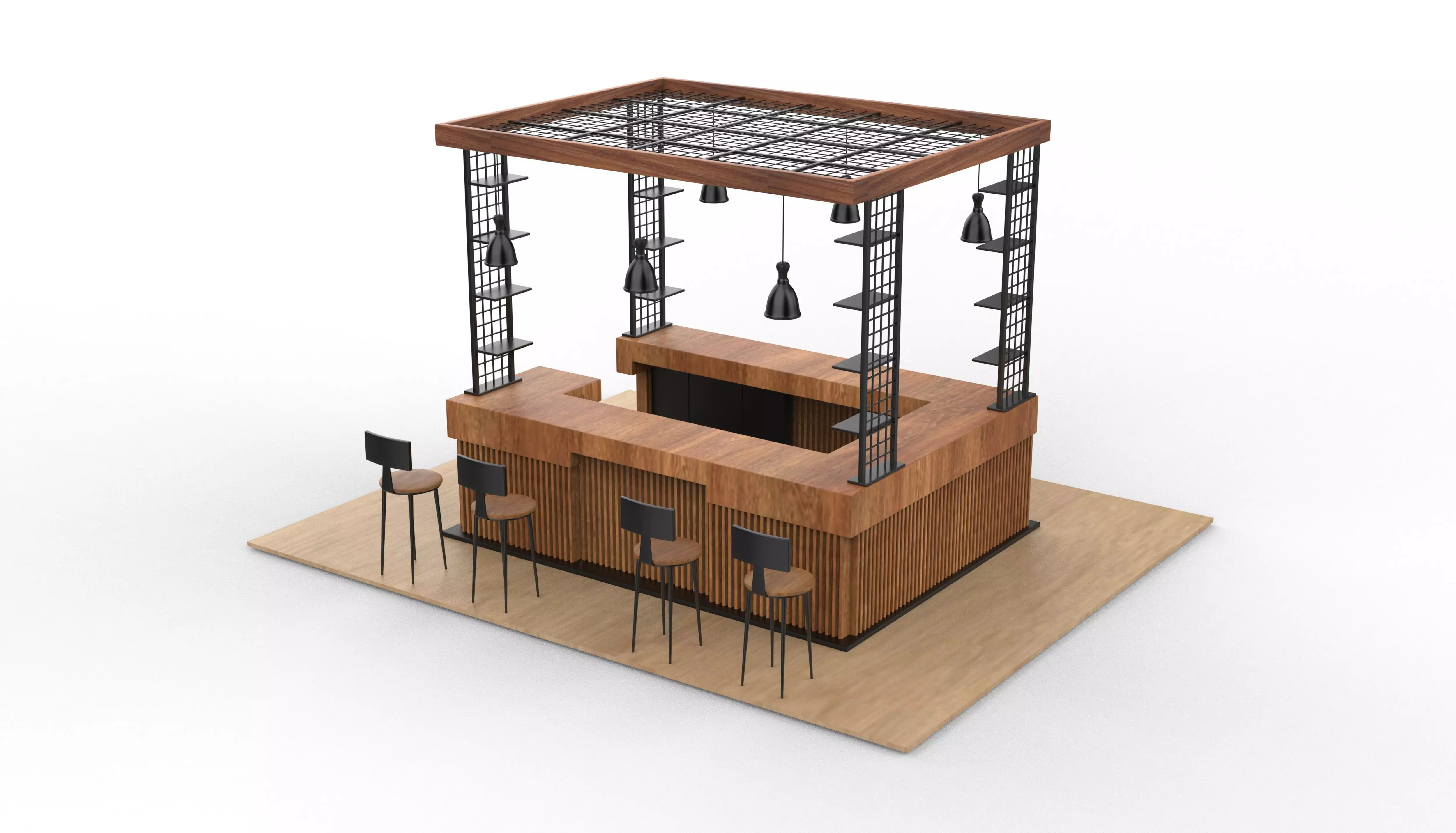 Unique Kiosk 3D model_7