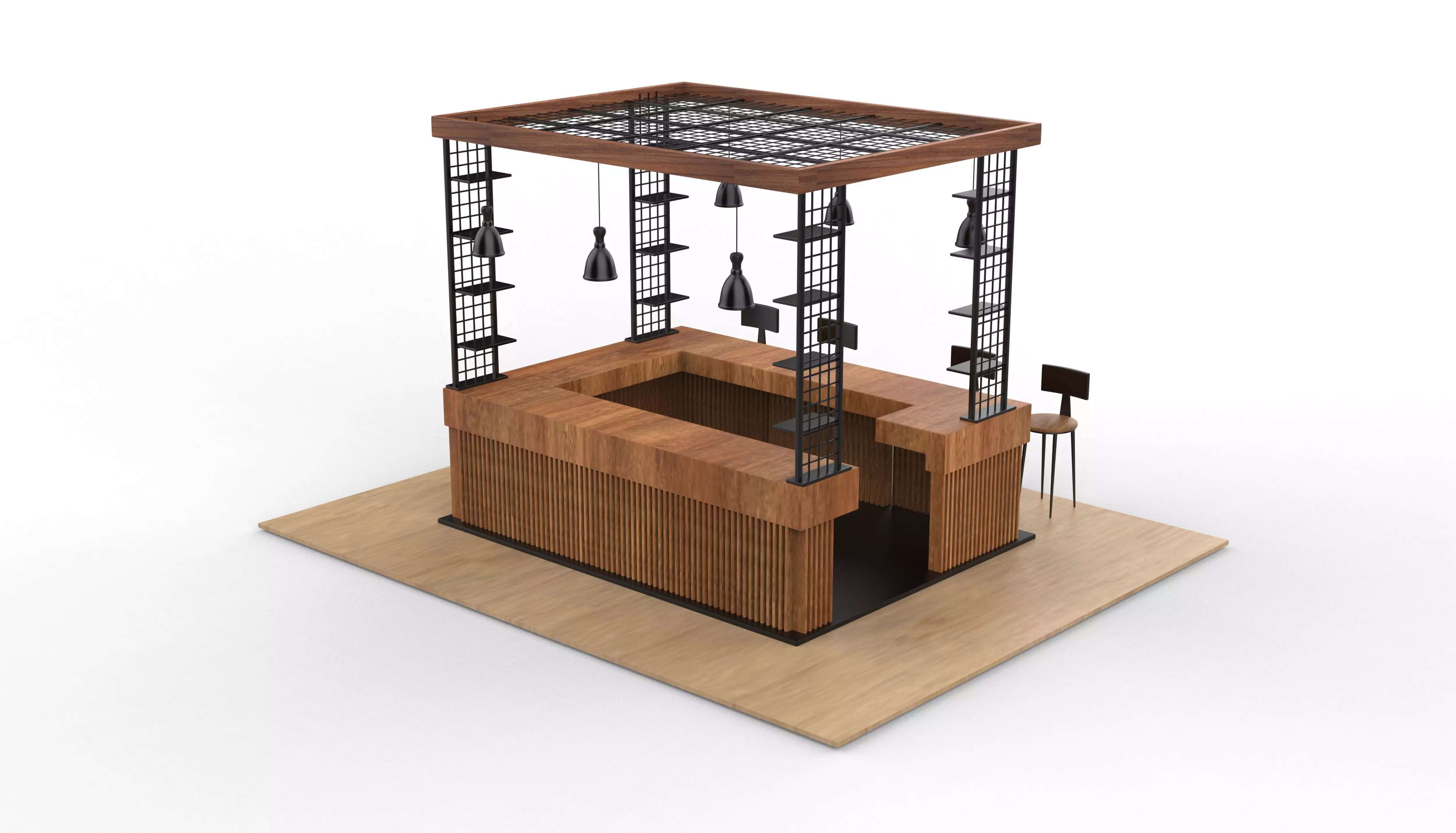 Unique Kiosk 3D model_9