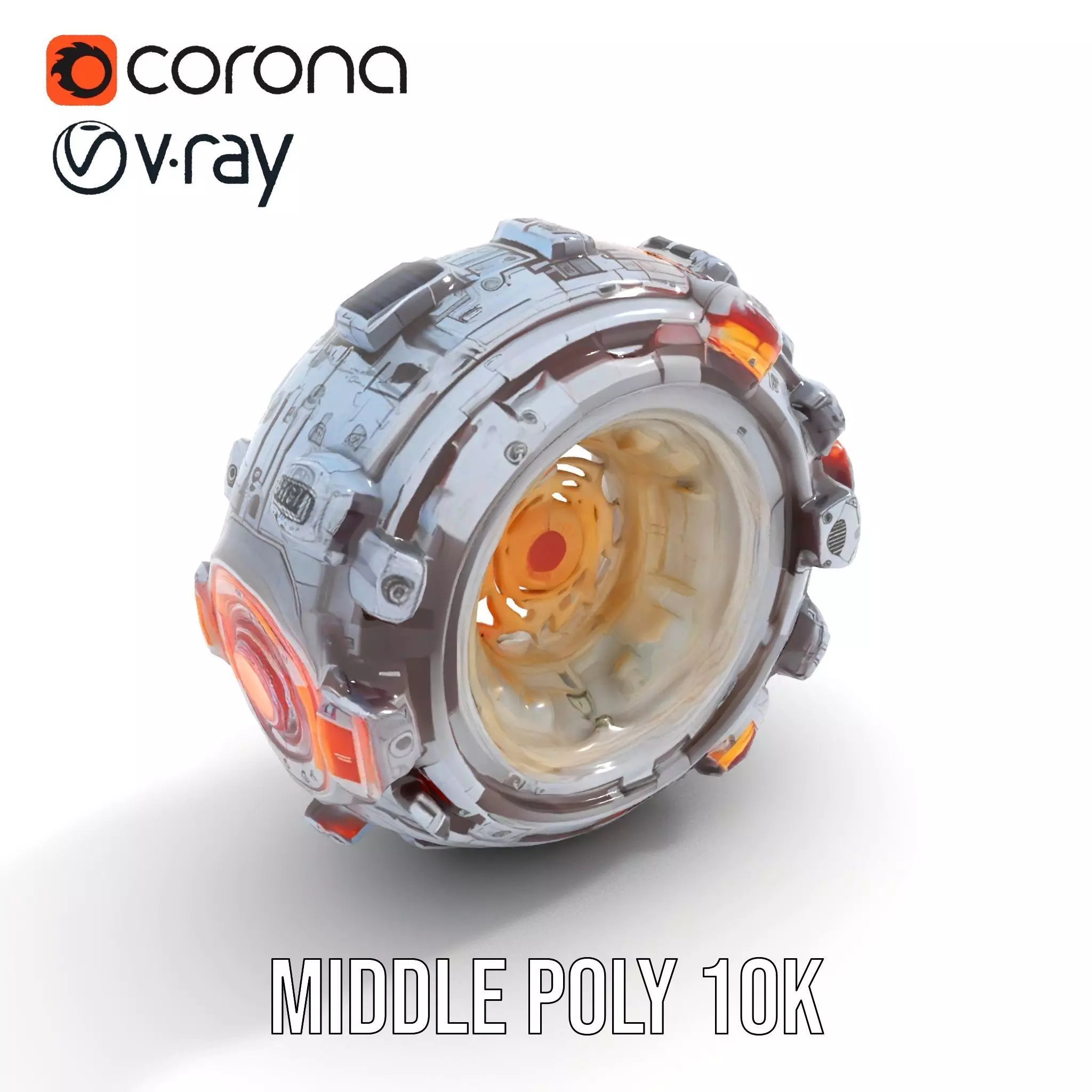 Futuristic SciFi Mechanical Orb Model Pack Low-poly 3D model_6