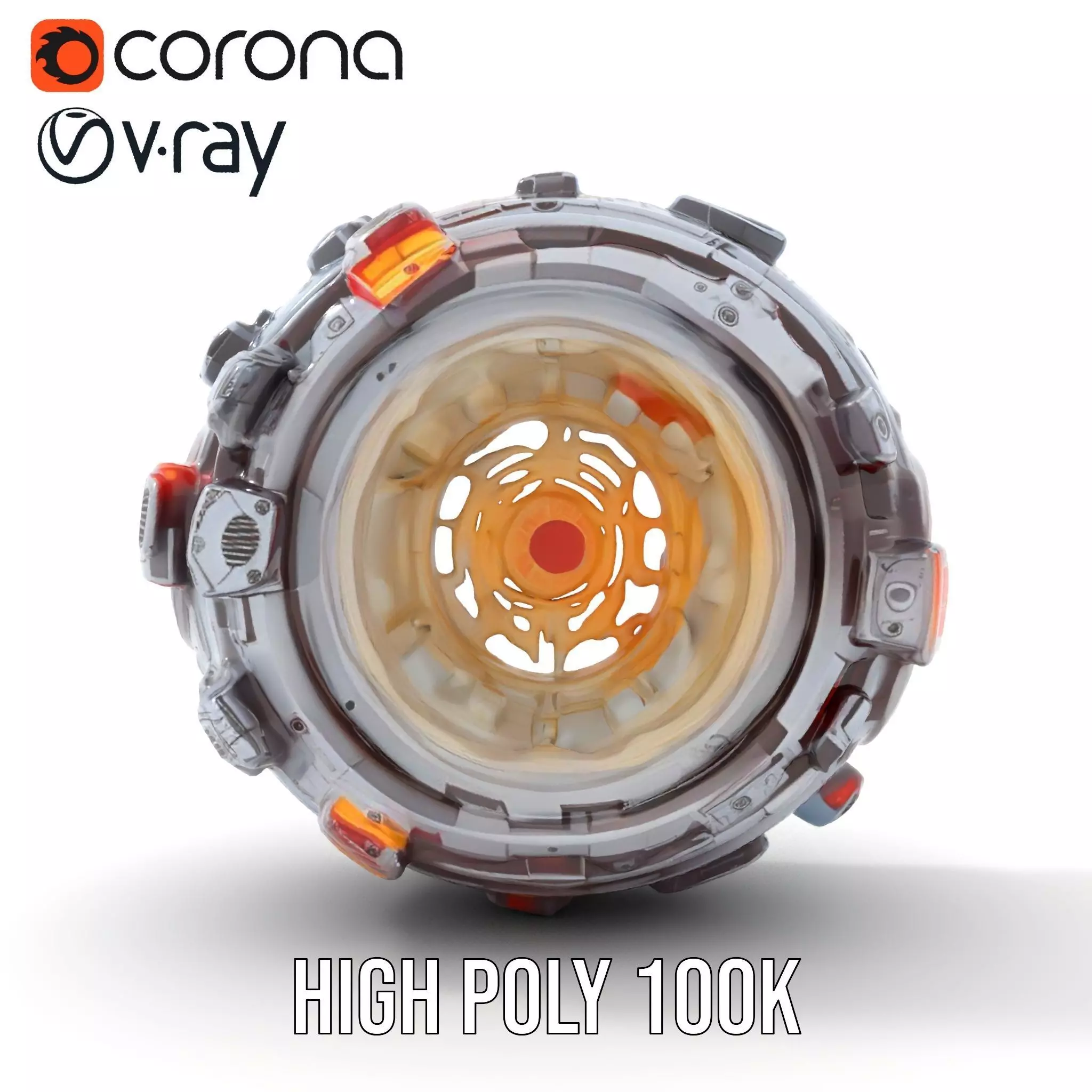 Futuristic SciFi Mechanical Orb Model Pack Low-poly 3D model_18