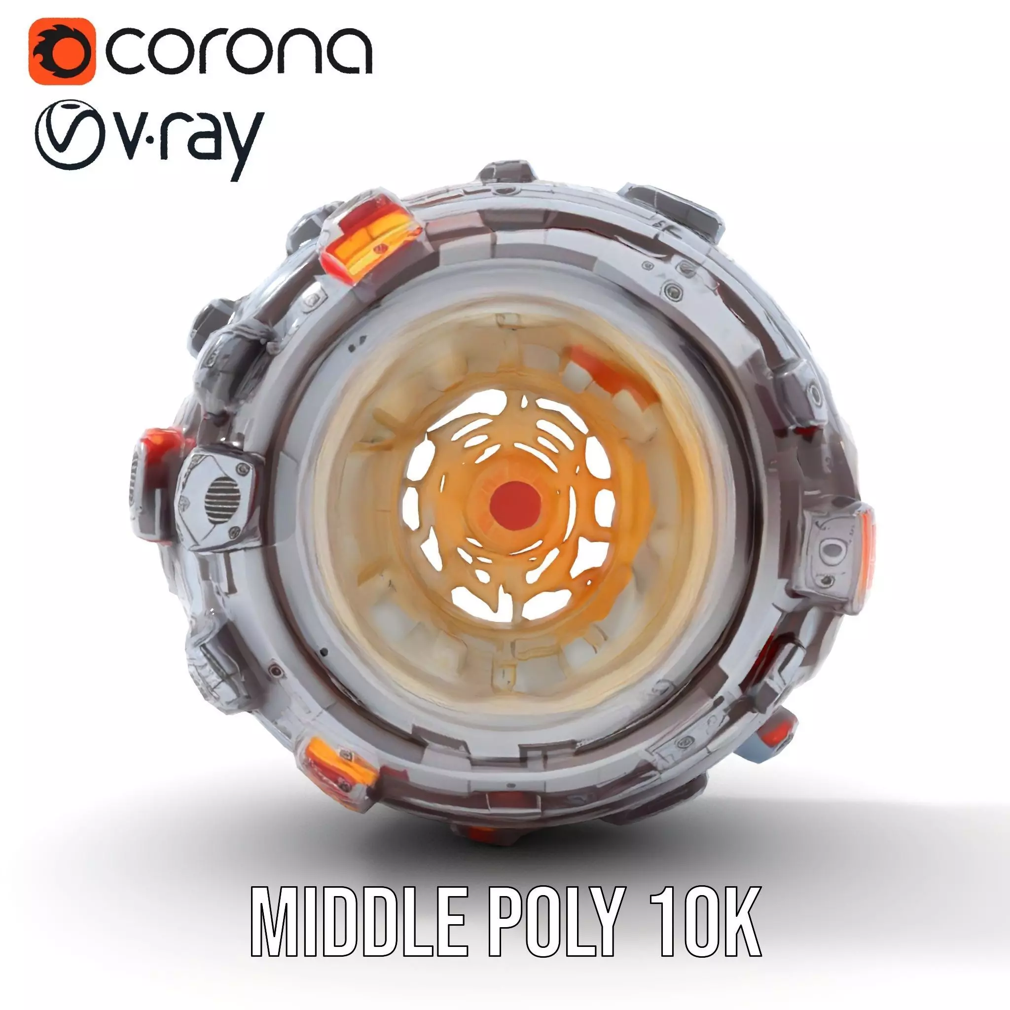 Futuristic SciFi Mechanical Orb Model Pack Low-poly 3D model_10