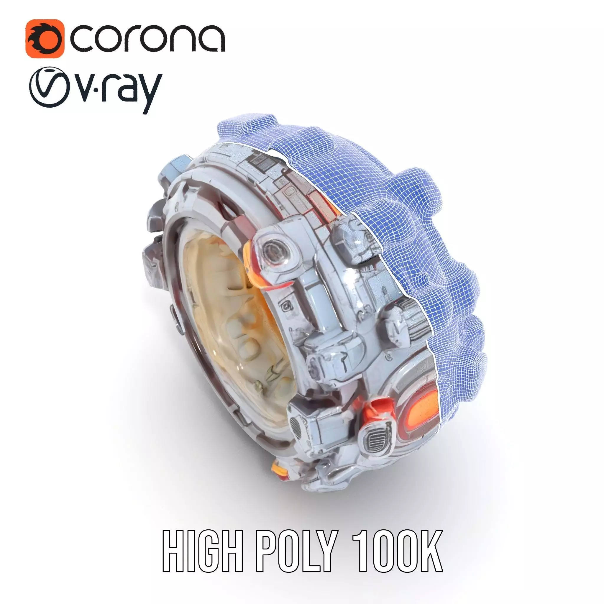 Futuristic SciFi Mechanical Orb Model Pack Low-poly 3D model_30