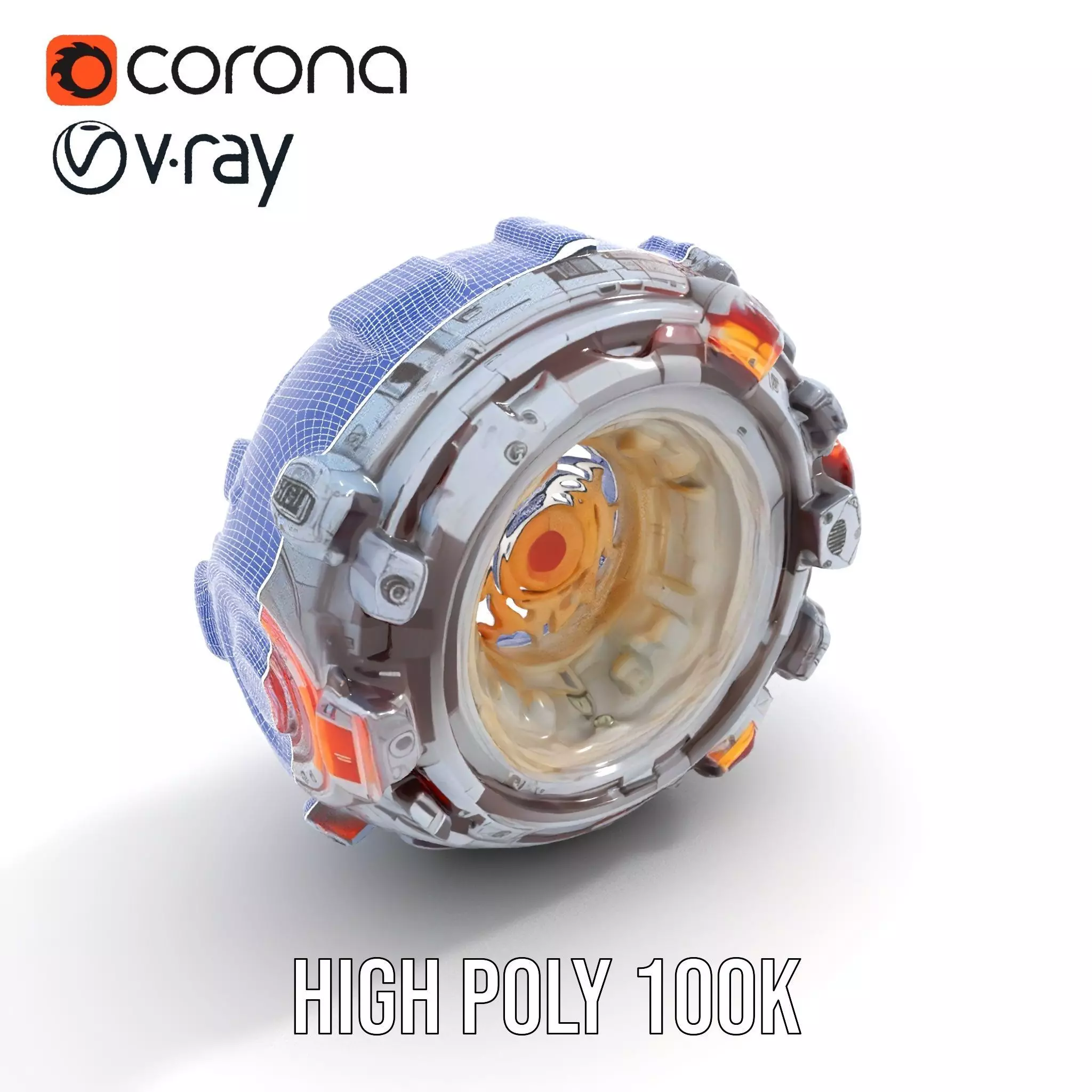 Futuristic SciFi Mechanical Orb Model Pack Low-poly 3D model_34