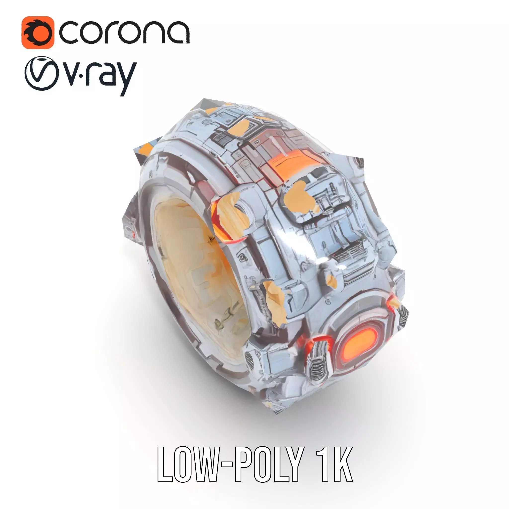 Futuristic SciFi Mechanical Orb Model Pack Low-poly 3D model_9
