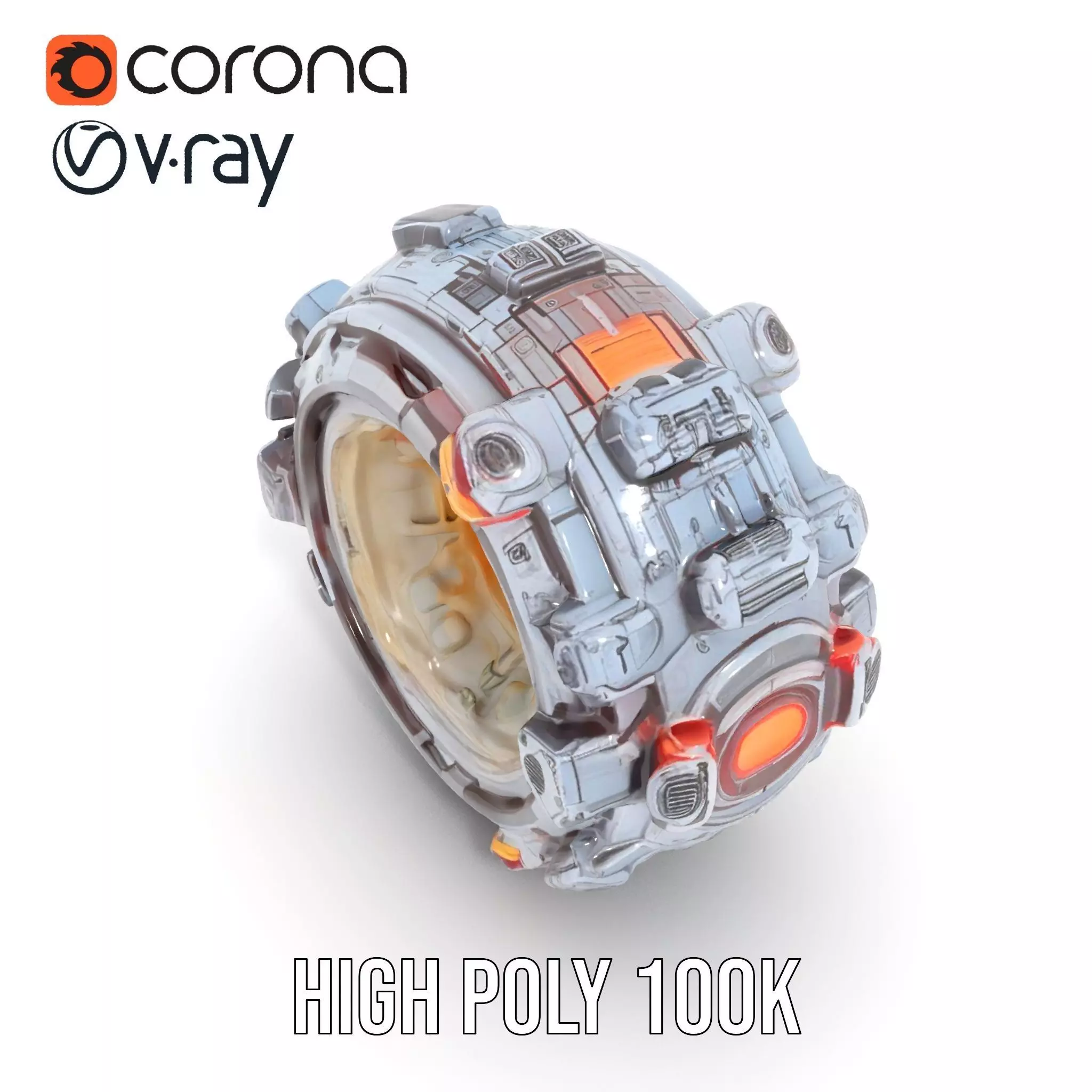 Futuristic SciFi Mechanical Orb Model Pack Low-poly 3D model_21