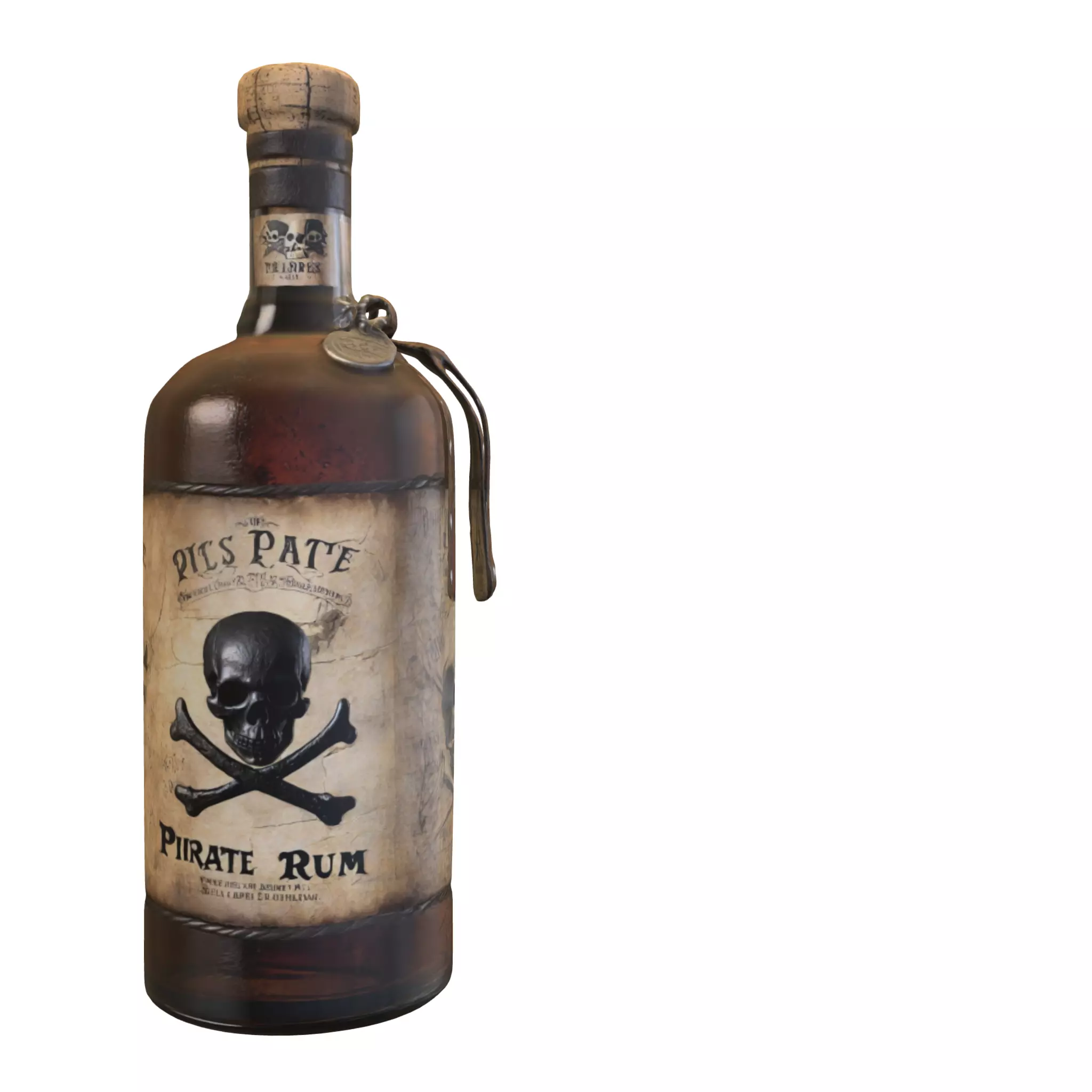 Pirate Rum Bottle Low-poly 3D model_0